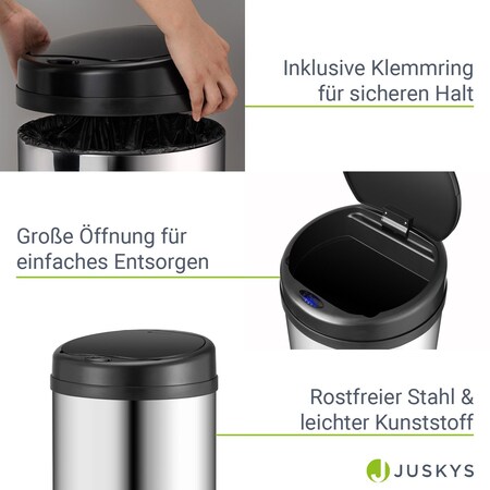 Juskys Automatik Mülleimer mit Sensor 50L - Abfalleimer mit elektrischem  Deckel für Küche - Silber online kaufen bei Netto