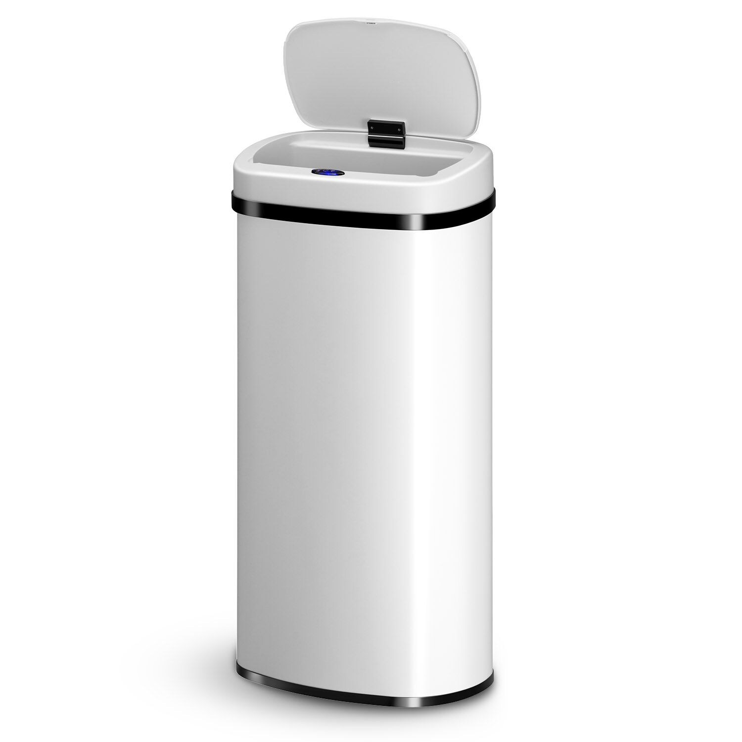 Juskys Automatik Mülleimer mit Sensor 70L – Abfalleimer mit elektrischem Deckel rechteckig – Weiß | 04260565529828