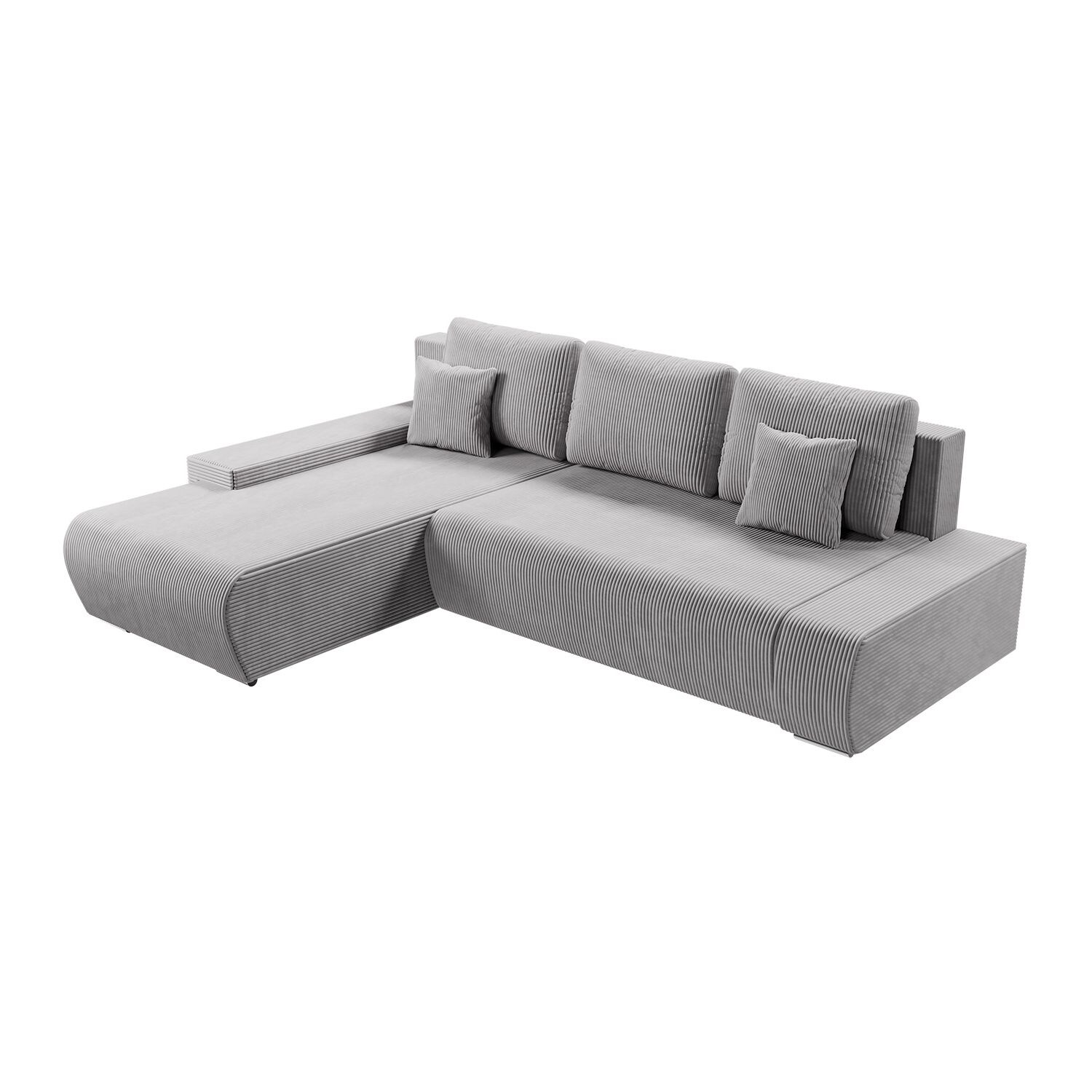 Juskys Sofa Iseo Links mit Schlaffunktion - Stoff Couch L Form für Wohnzimmer - Hellgrau