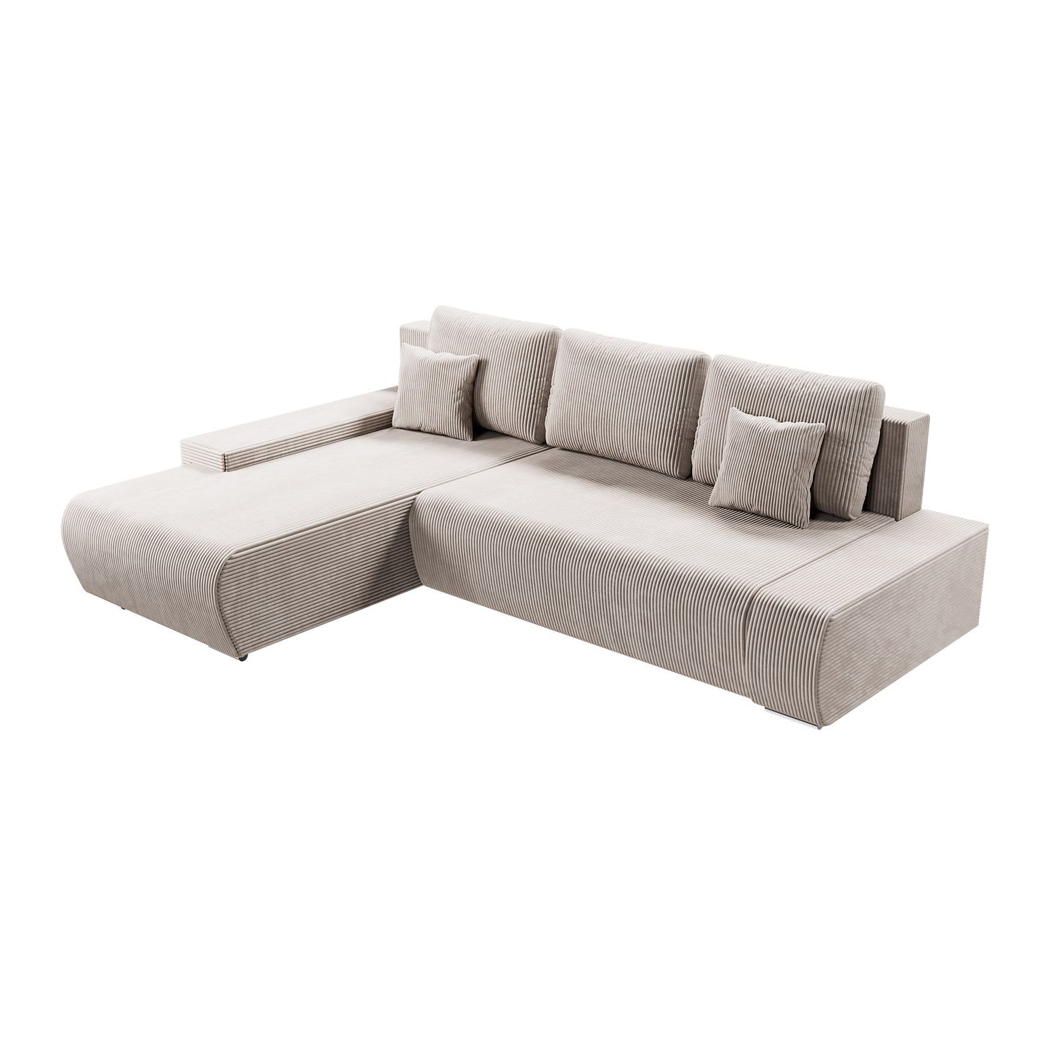 Juskys Sofa Iseo Links mit Schlaffunktion - Stoff Couch L Form f&uuml;r Wohnzimmer - Beige - Bild 1