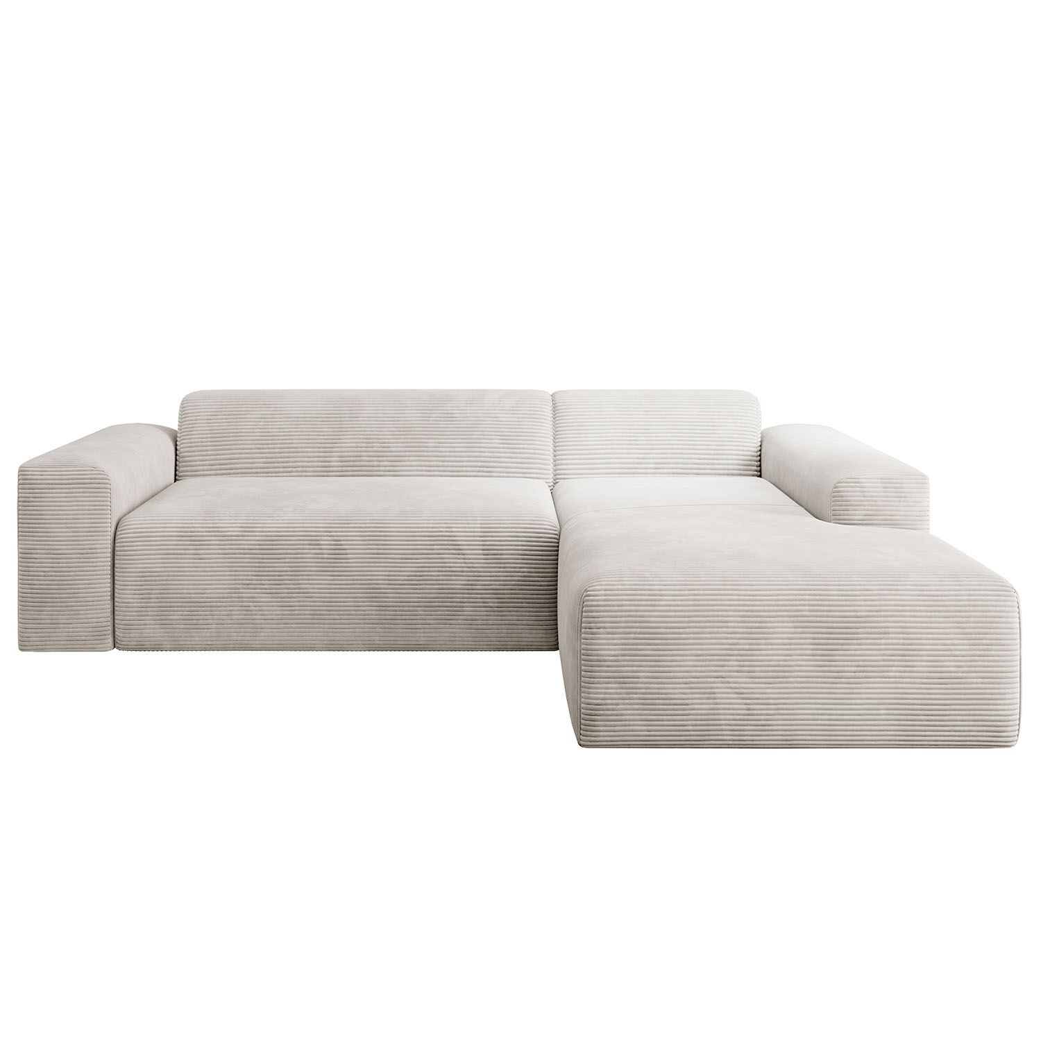 Juskys Sofa Vals Rechts mit POSO Stoff – Ecksofa Couch Wohnzimmer modern Sitzfläche – Beige | 04260565529996