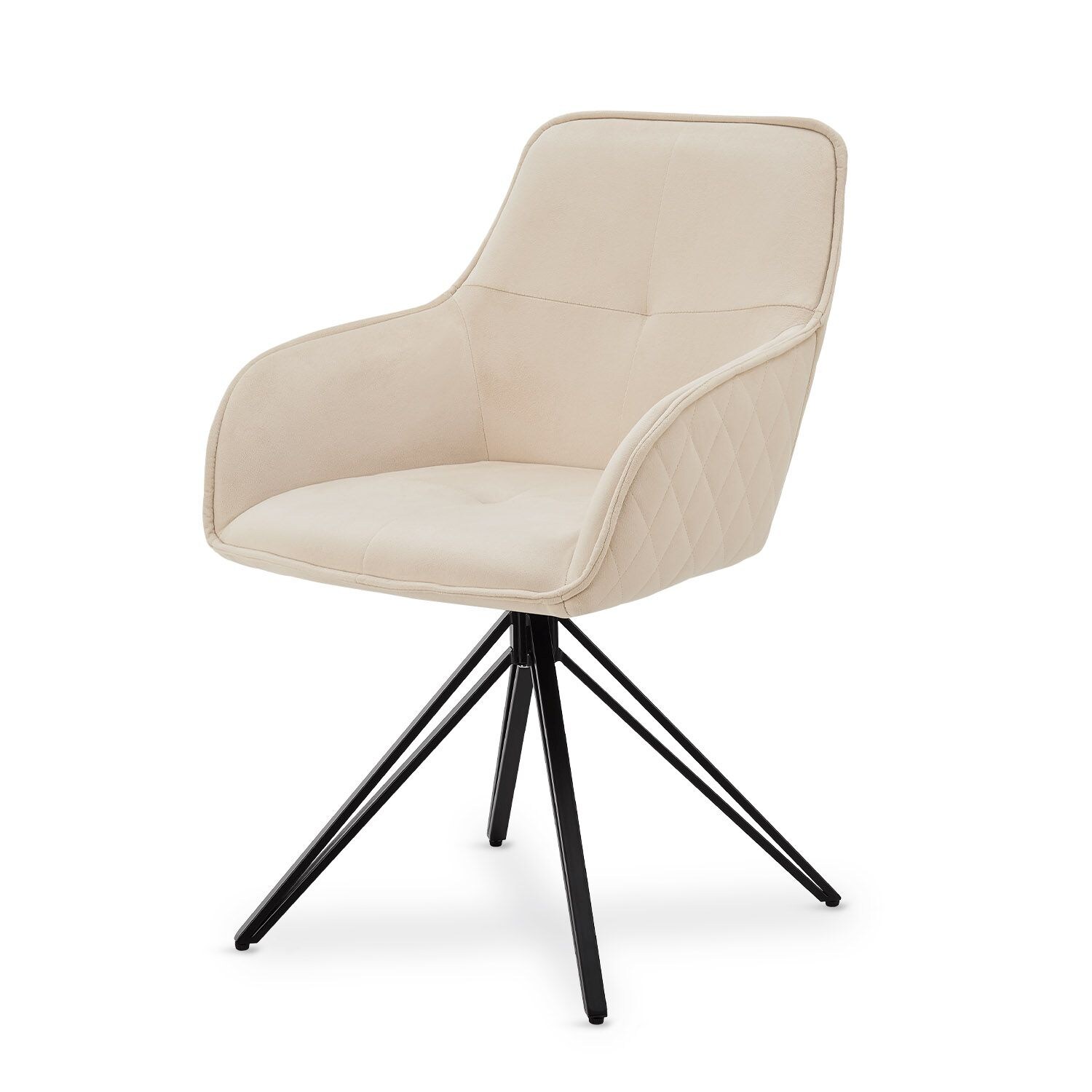 Juskys Drehstuhl Clyde mit Armlehne & Stoff Bezug - Esszimmerstuhl modern - Stuhl Samt Beige - Bild 1