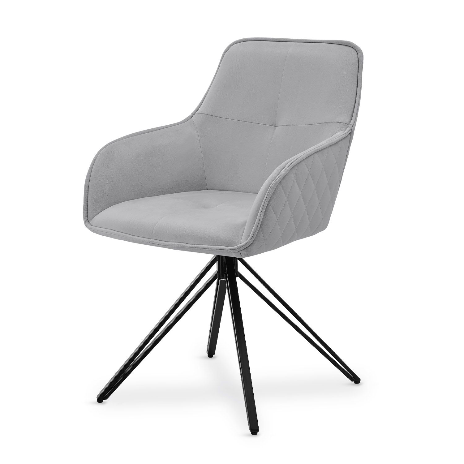 Juskys Drehstuhl Clyde mit Armlehne & Stoff Bezug - Esszimmerstuhl modern - Stuhl Samt Hellgrau - Bild 1