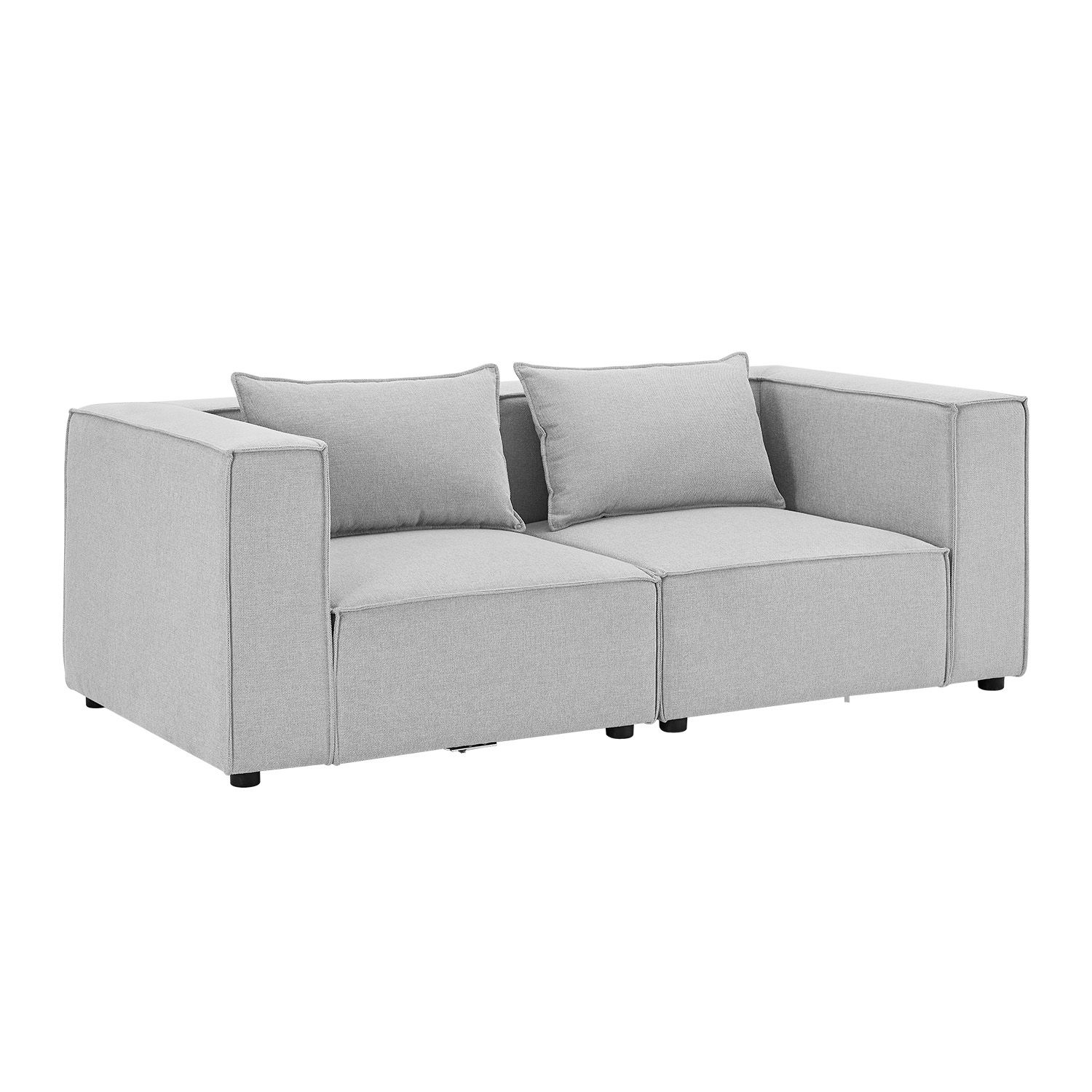 Juskys modulares Sofa Domas S - Couch Wohnzimmer - 2 Sitzer mit Lehnen & Kissen - Stoff Hellgrau - Bild 1