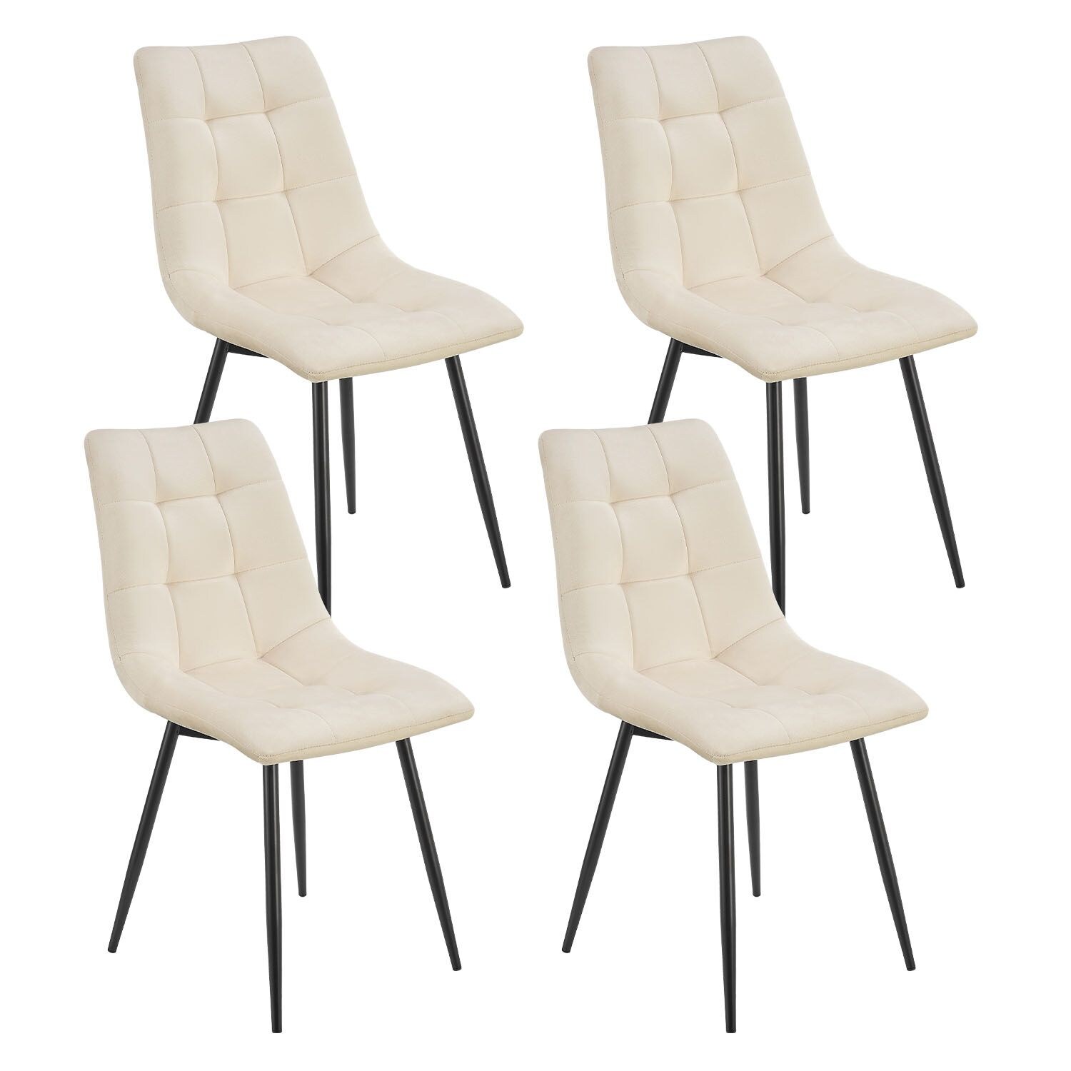 Juskys Esszimmerstühle Blanca 4er Set – Samt Stühle gepolstert – Stuhl Esszimmer & Küche Beige | 04262437180731