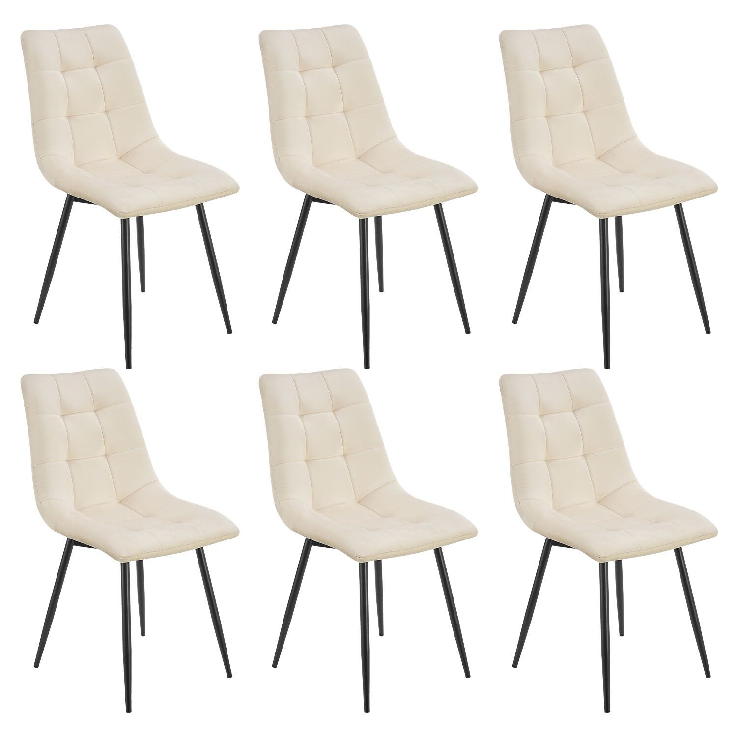 Juskys Esszimmerstühle Blanca 6er Set – Samt Stühle gepolstert – Stuhl Esszimmer & Küche Beige | 04262437180762