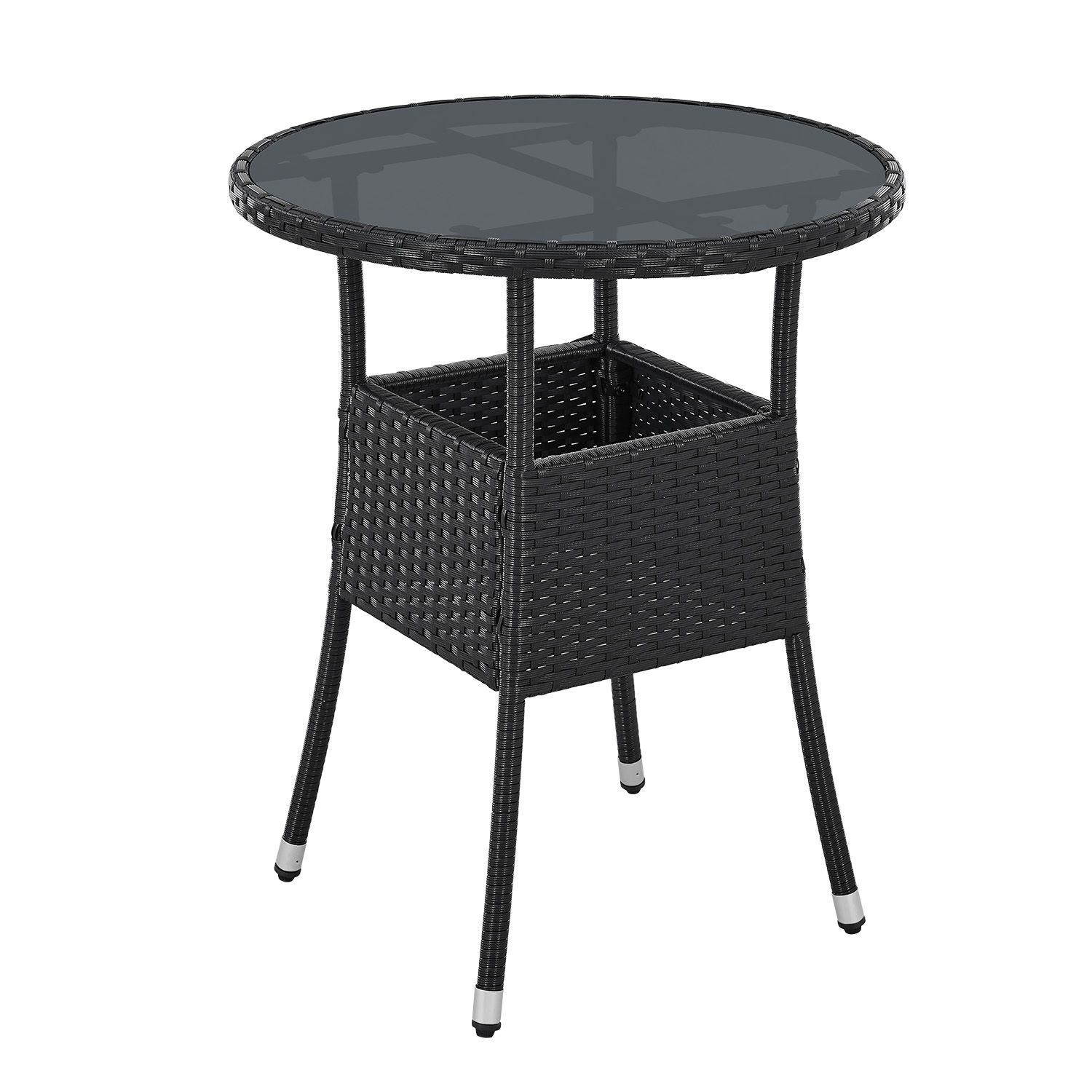 Juskys Polyrattan Gartentisch Yoro rund - wetterfest Outdoor Beistelltisch &Oslash; 60 cm - Schwarz - Bild 1