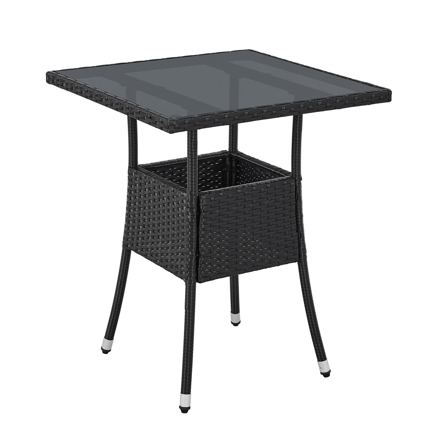 Juskys Polyrattan Gartentisch Yoro eckig – wetterfest Outdoor Beistelltisch 60×60 cm – Schwarz | 04262437180182