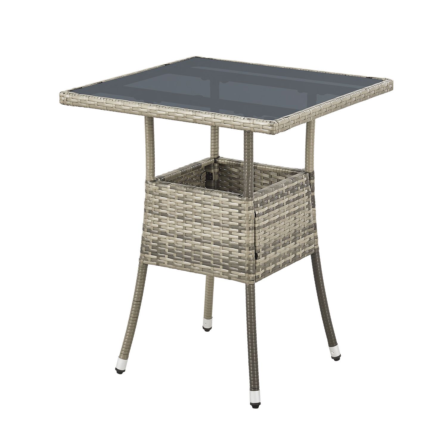 Juskys Polyrattan Gartentisch Yoro eckig - wetterfest Outdoor Beistelltisch 60x60 cm - Grau - Bild 1