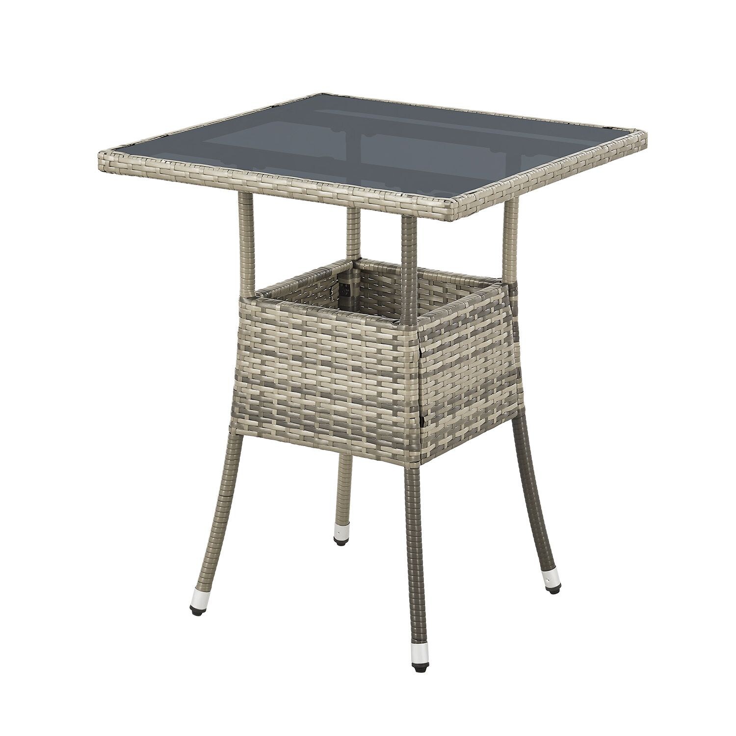 Juskys Polyrattan Gartentisch Yoro eckig – wetterfest Outdoor Beistelltisch 60×60 cm – Grau | 04262437180199