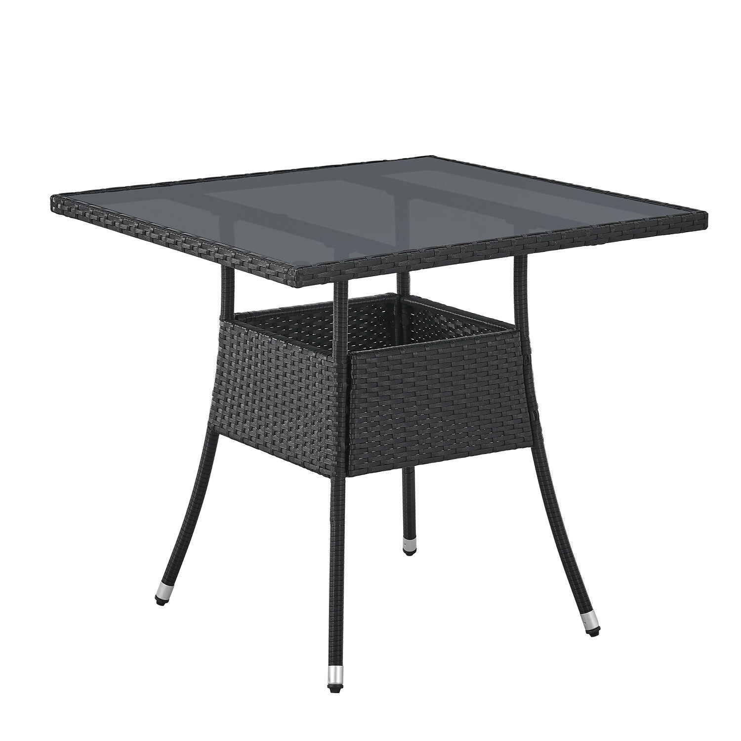 Juskys Polyrattan Gartentisch Yoro eckig – wetterfest Outdoor Beistelltisch 80×80 cm – Schwarz | 04262437180205