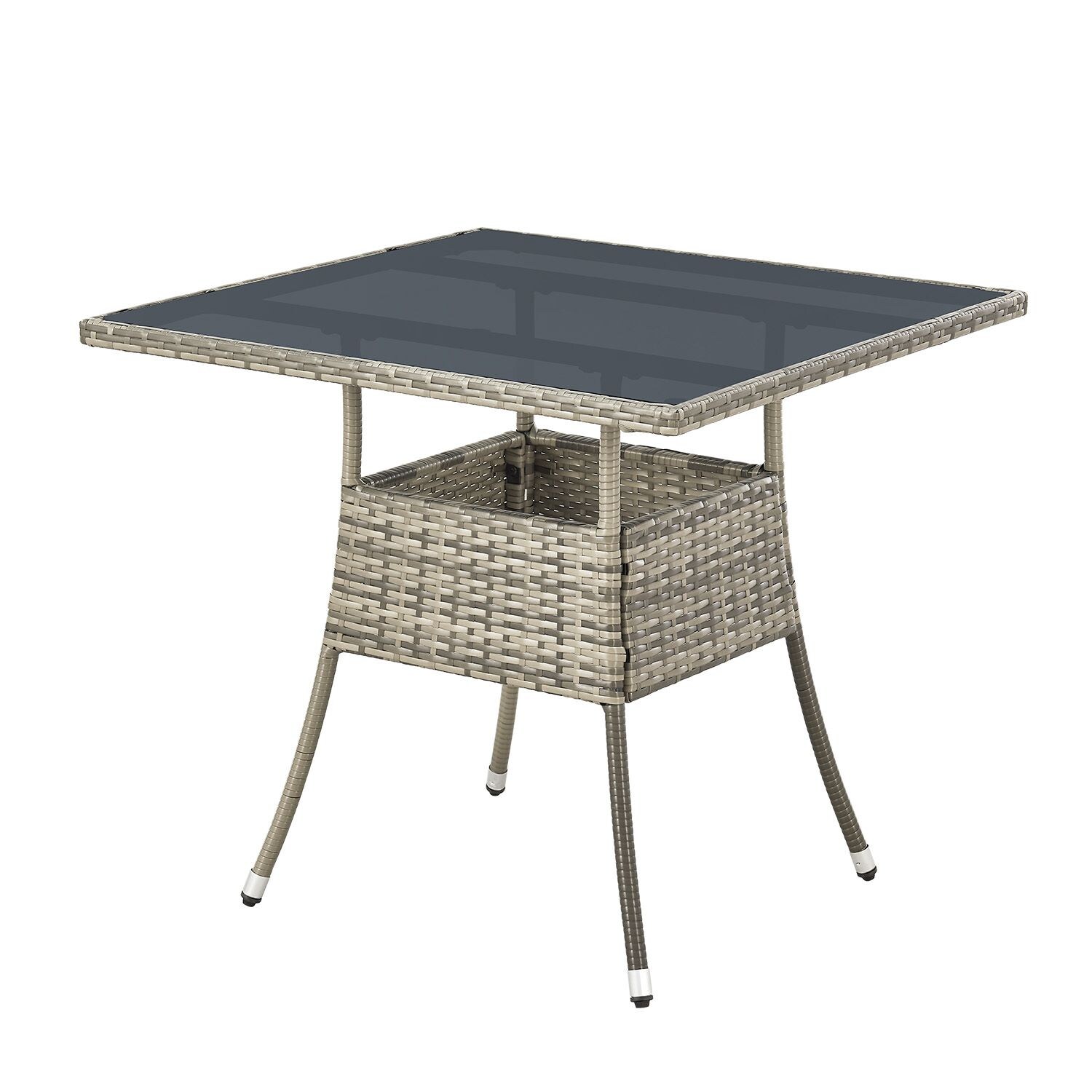 Juskys Polyrattan Gartentisch Yoro eckig – wetterfest Outdoor Beistelltisch 80×80 cm – Grau | 04262437180212