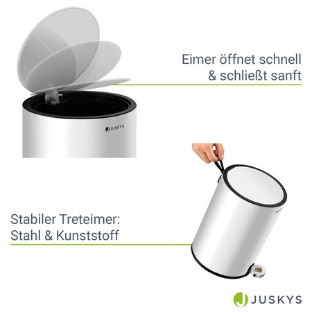 Juskys Kosmetikeimer 3 L - Bad Treteimer Stahl - klein, geruchsdicht,  rostfrei - Mülleimer Weiß online kaufen bei Netto
