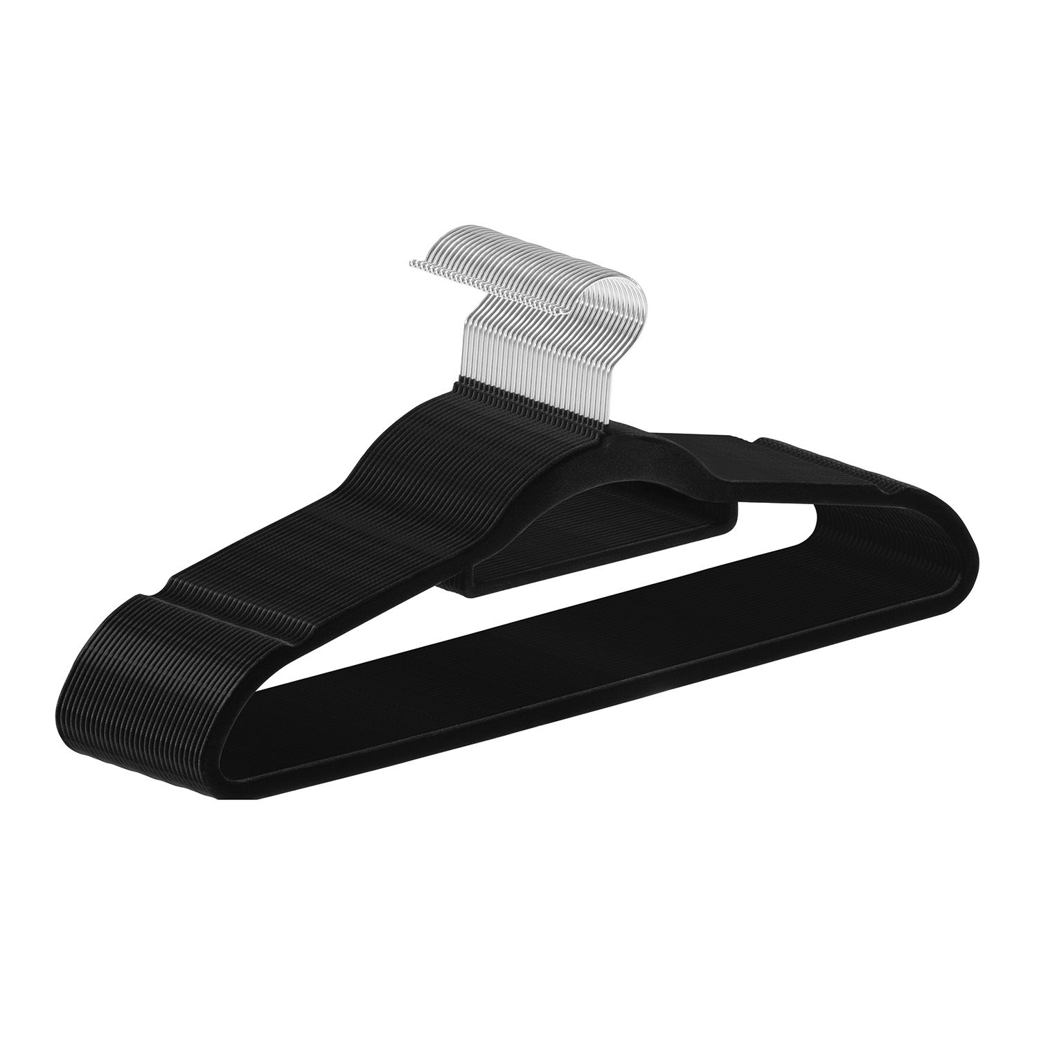 Juskys Kleiderb&uuml;gel Samt 30er Set - B&uuml;gel rutschfest, schmal, beflockt - Samtb&uuml;gel 30 St&uuml;ck Schwarz - Bild 1