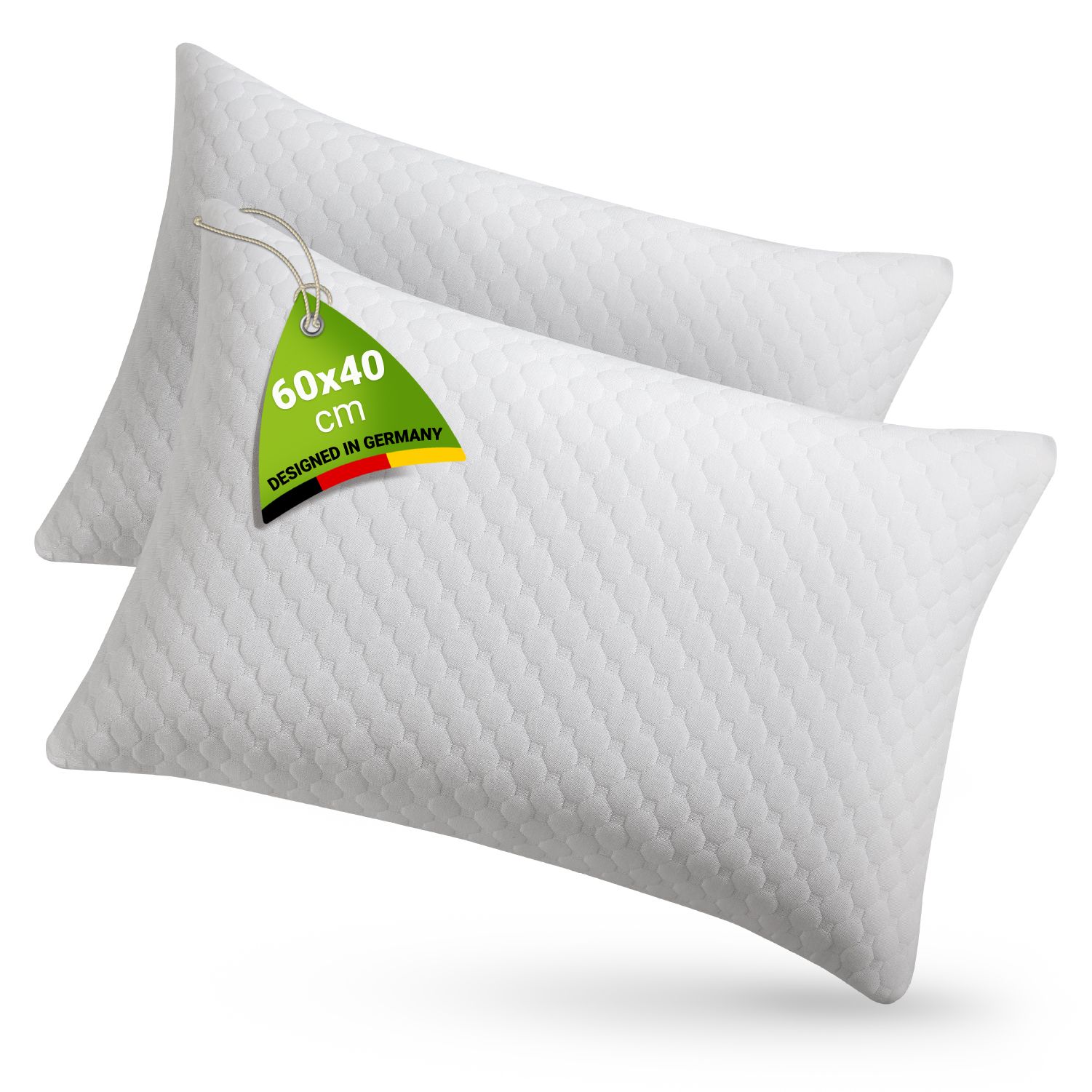 Juskys Kissen 40x60 cm f&uuml;r Bett - 2er Set Kopfkissen mit Memory-Foam F&uuml;llung - Wei&szlig; - Bild 1