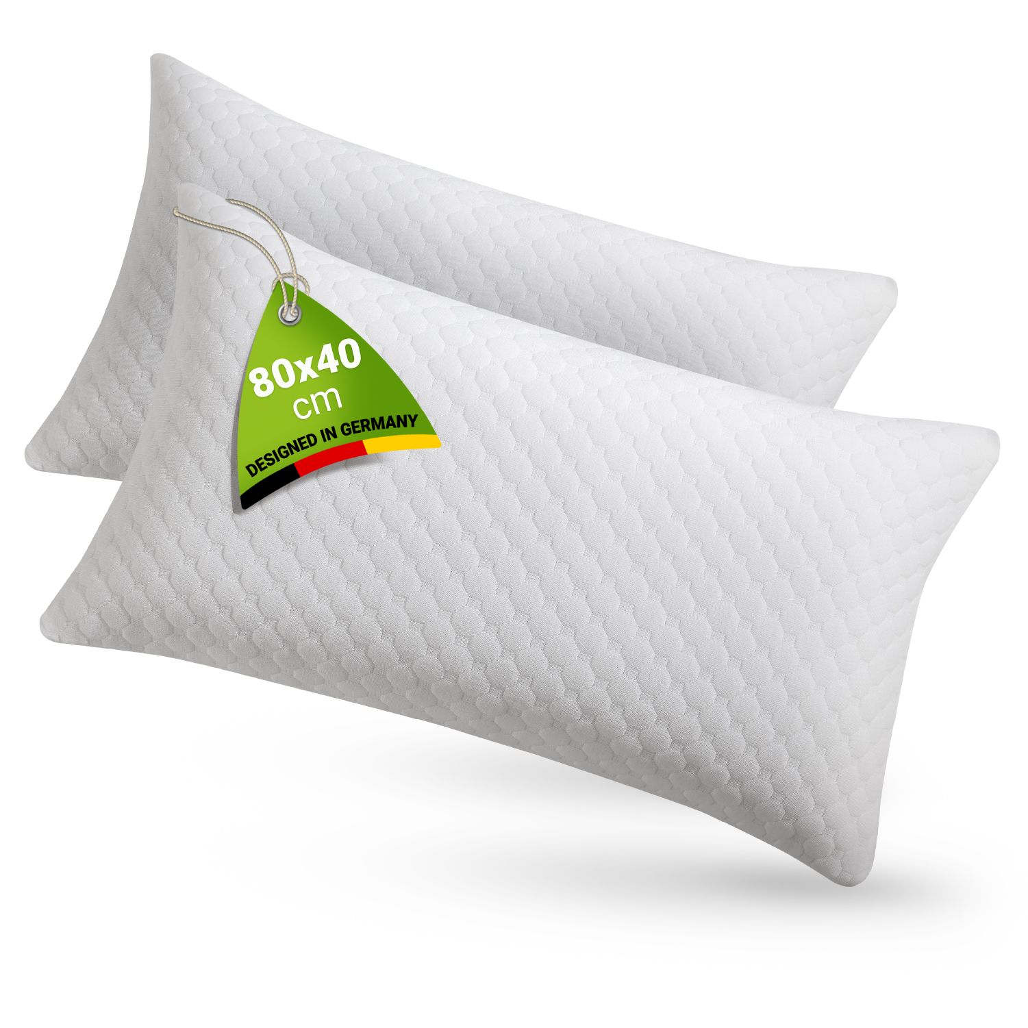 Juskys Kissen 40x80 cm f&uuml;r Bett - 2er Set Kopfkissen mit Memory-Foam F&uuml;llung - Wei&szlig; - Bild 1