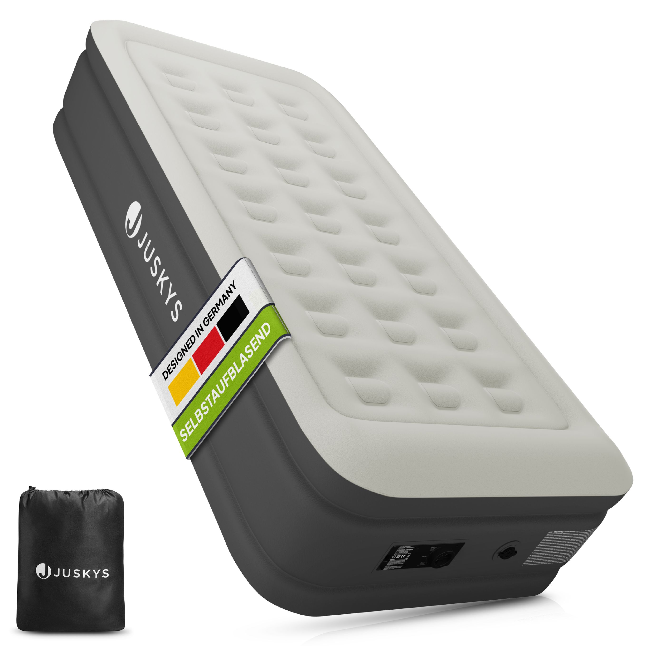 Juskys Luftmatratze Sapri M in Grau / Anthrazit - 1 Personen Luftbett selbstaufblasend mit Pumpe - Bild 1