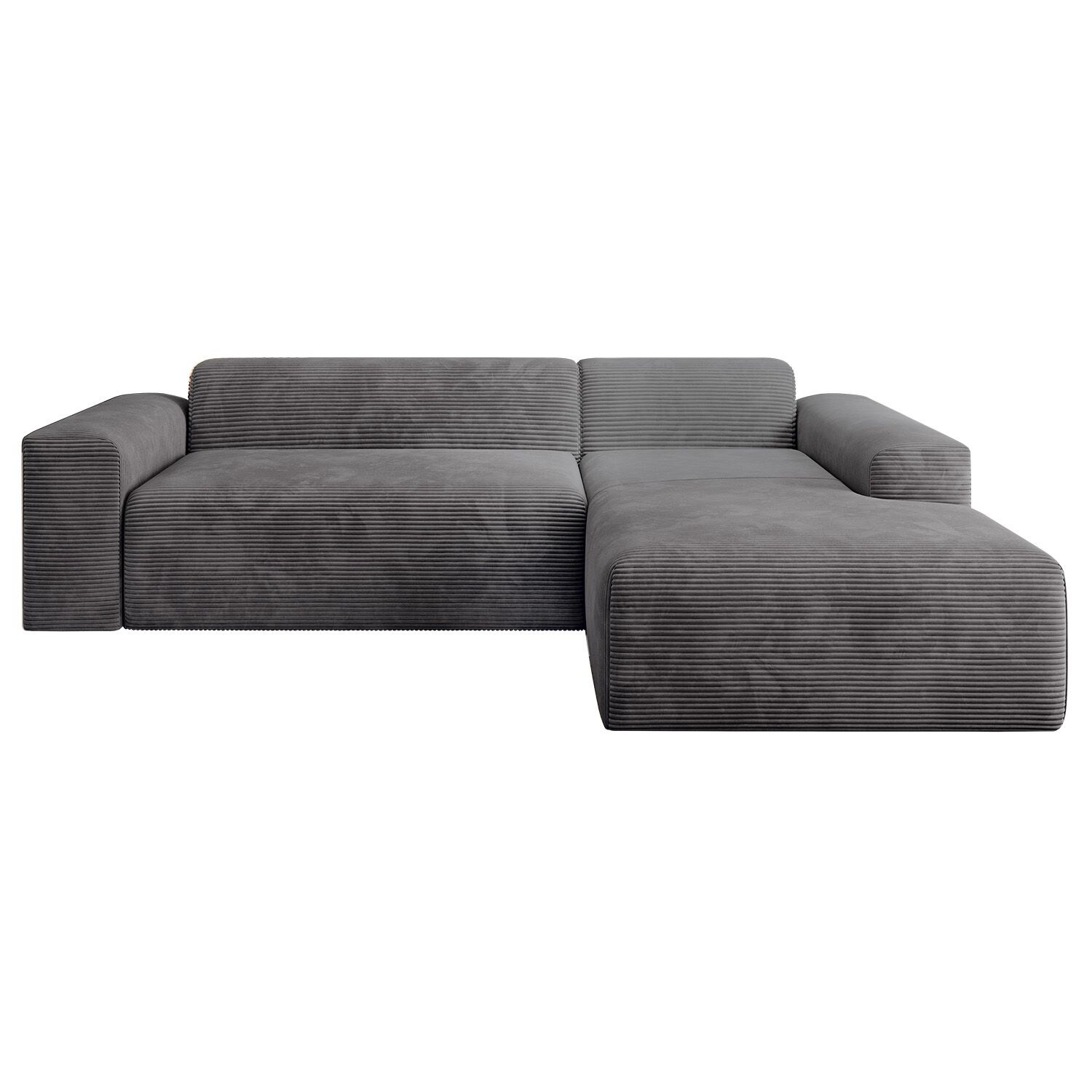 Juskys Sofa Vals Rechts mit POSO Stoff – Ecksofa Couch Wohnzimmer modern Sitzfläche – Dunkelgrau | 04262437182230