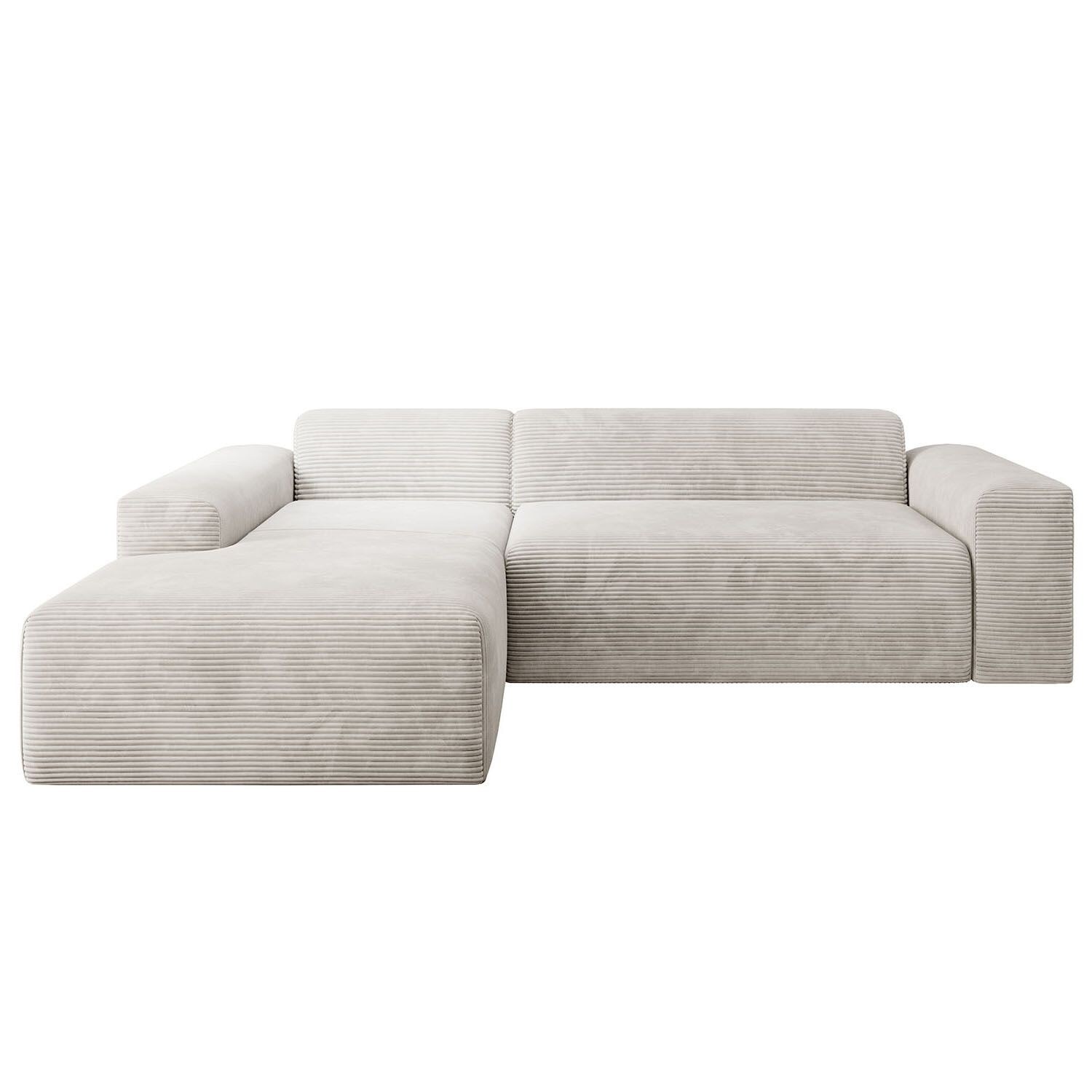 Juskys Sofa Vals Links mit POSO Stoff – Ecksofa Couch Wohnzimmer modern Sitzfläche – Beige | 04262437182247