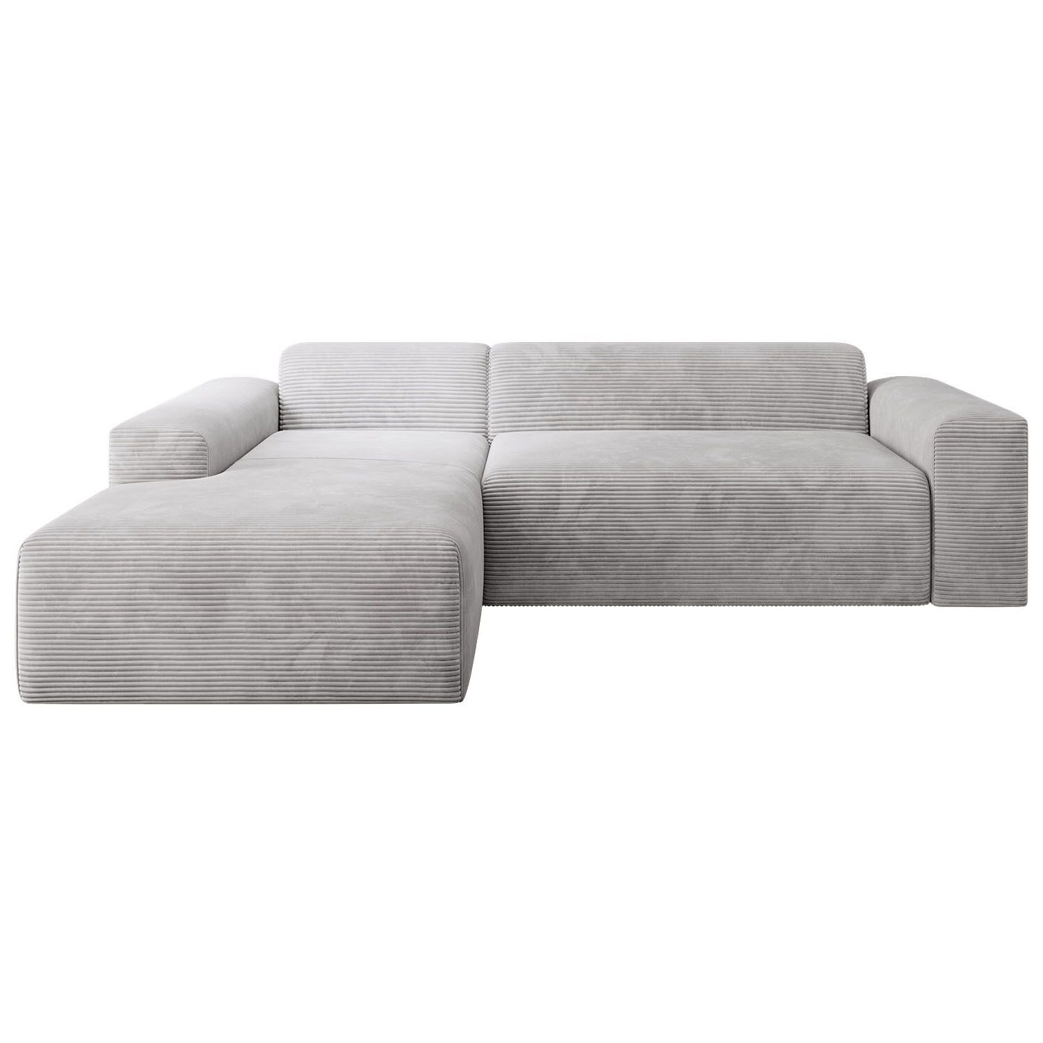 Juskys Sofa Vals Links mit POSO Stoff - Ecksofa Couch Wohnzimmer modern Sitzfl&auml;che - Hellgrau - Bild 1