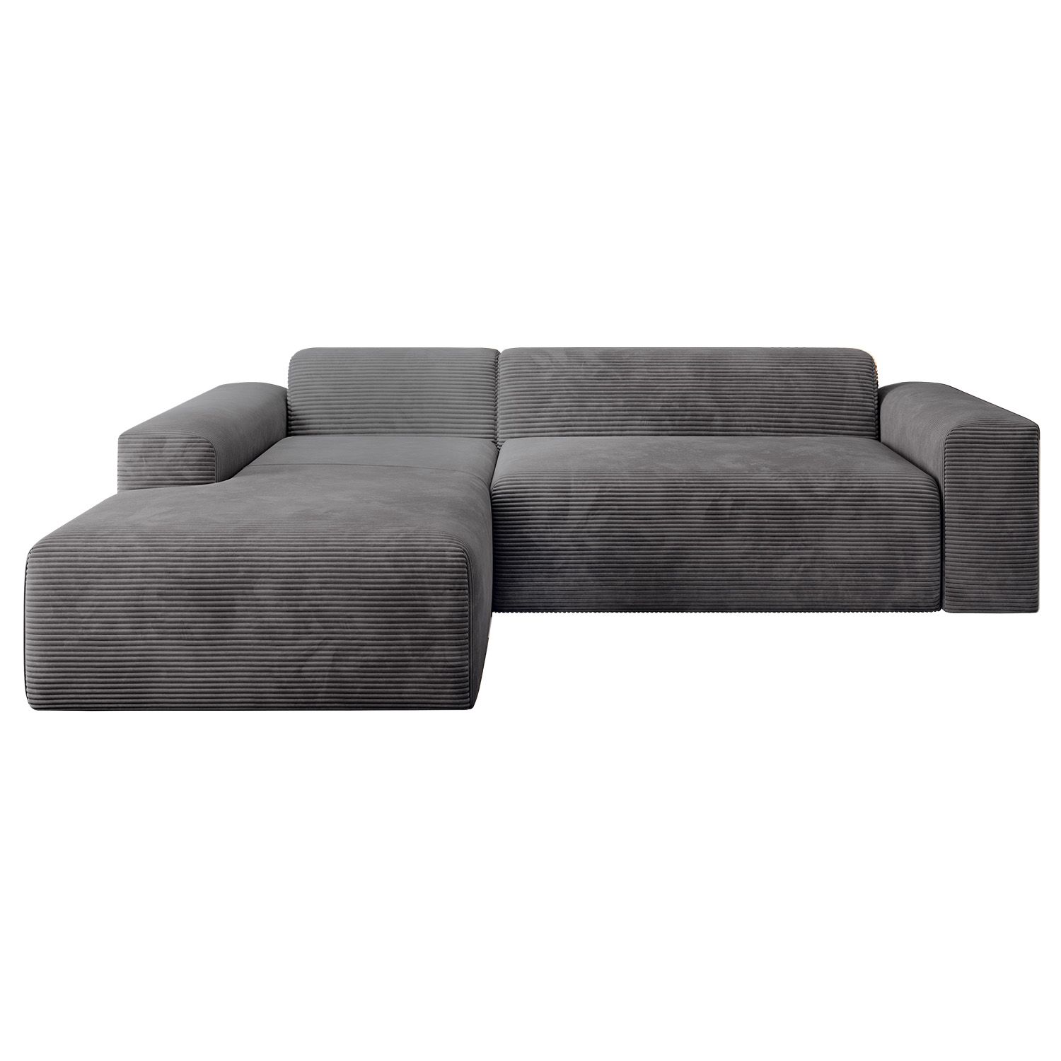 Juskys Sofa Vals Links mit POSO Stoff - Ecksofa Couch Wohnzimmer modern Sitzfl&auml;che - Dunkelgrau - Bild 1