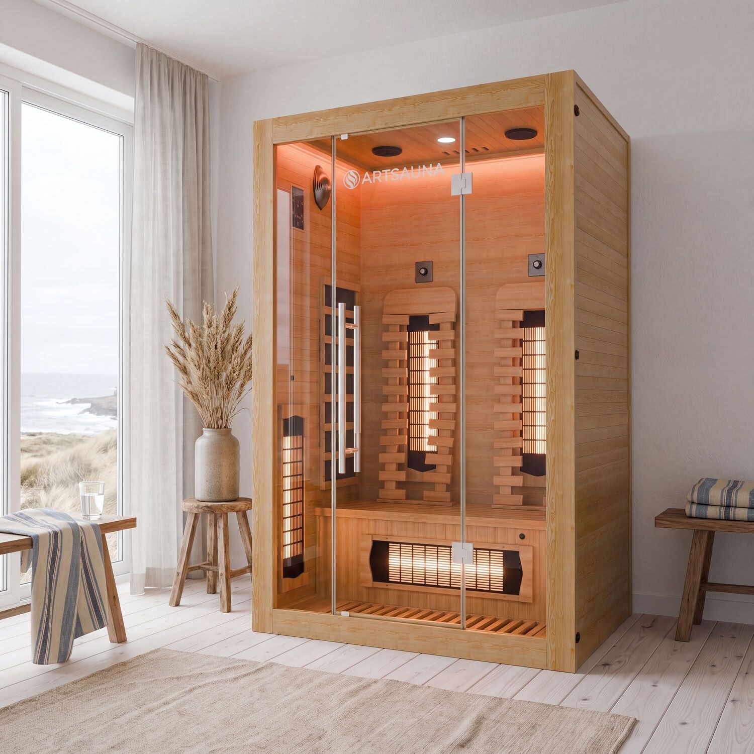 Artsauna Infrarotkabine Kiruna130 Premium Dual Technologie - Vollspektrumstrahler & Flächenstrahler