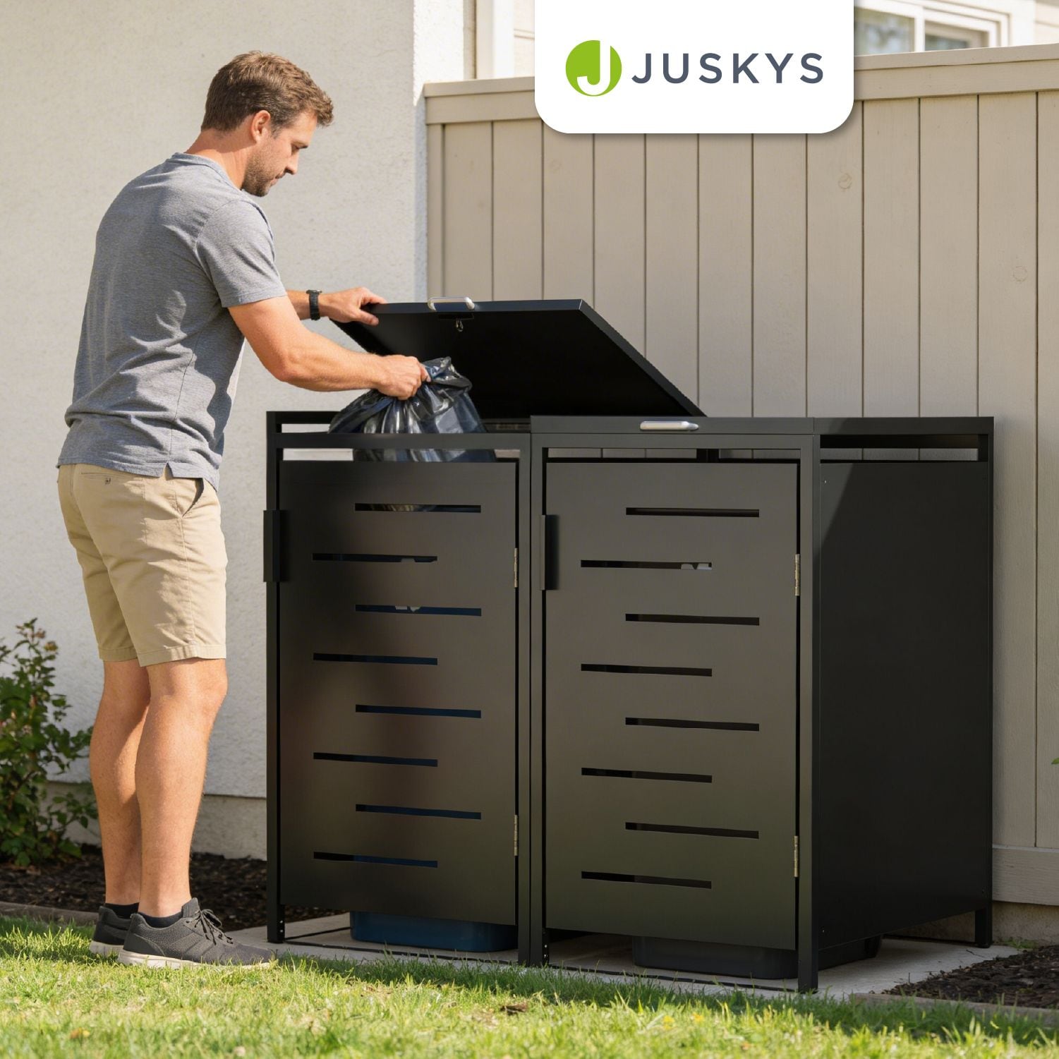 Jestic Abfalleimer Gummiräder Jestic Mülltonne 120 Liter – Robuste Tonne Mit Leisen Gummirädern Für Innen & Außen, Ideal Für Mülltrennung Mülleimer 120l Mit Deckel