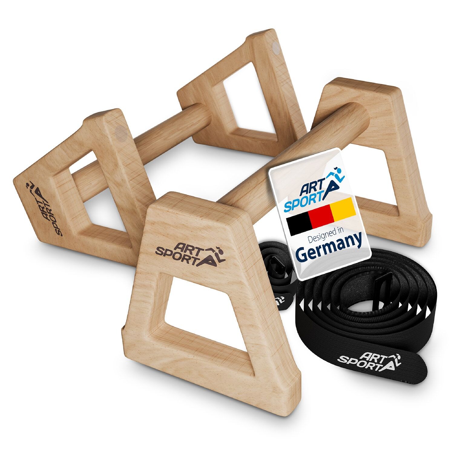 ArtSport Liegestützgriffe aus Holz XXL – Calisthenics, Parallettes, Liegestütz Barren, Indoor, Outdoor | 04262437183015