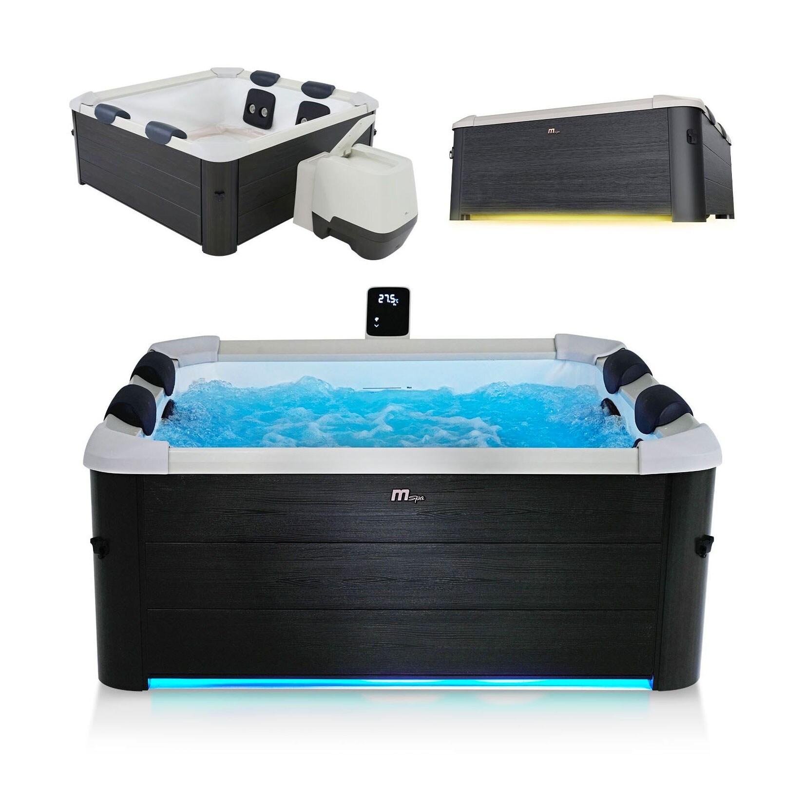 Whirlpool Oslo für 6 Personen – Indoor & Outdoor Pool mit LED, Zubehör & App – Hot Tub Grau | 04262437183251