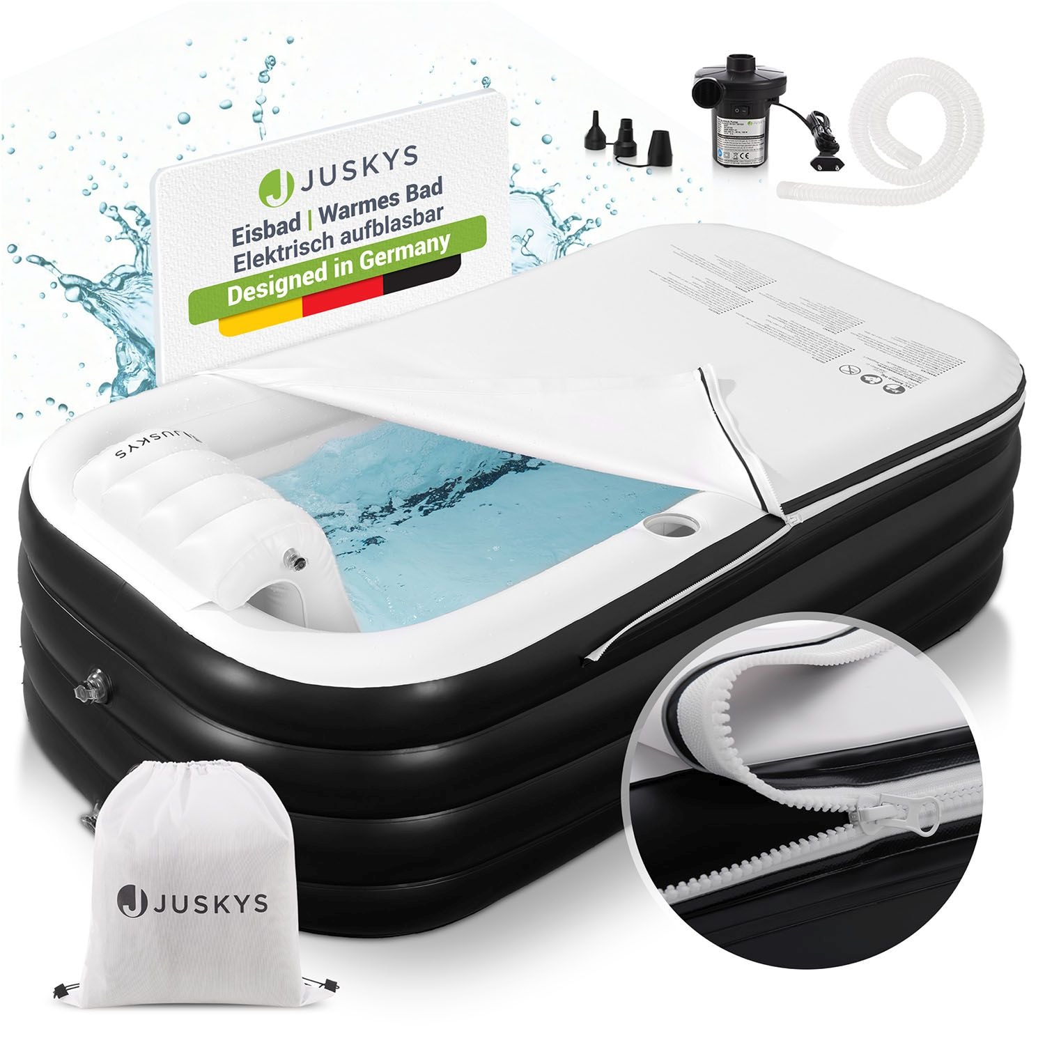 Juskys Aufblasbare Badewanne L - Outdoor Wanne, faltbare, mobile Eistonne mit R&uuml;ckenlehne - Bild 1