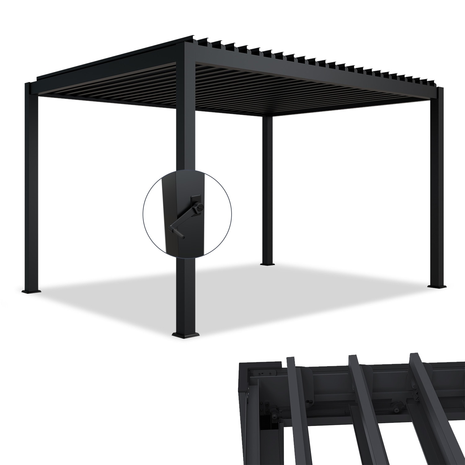 Juskys Lamellendach Tahiti 3x4 m - Stahl Pergola - Terrassen&uuml;berdachung stabil - Anthrazit - Bild 1