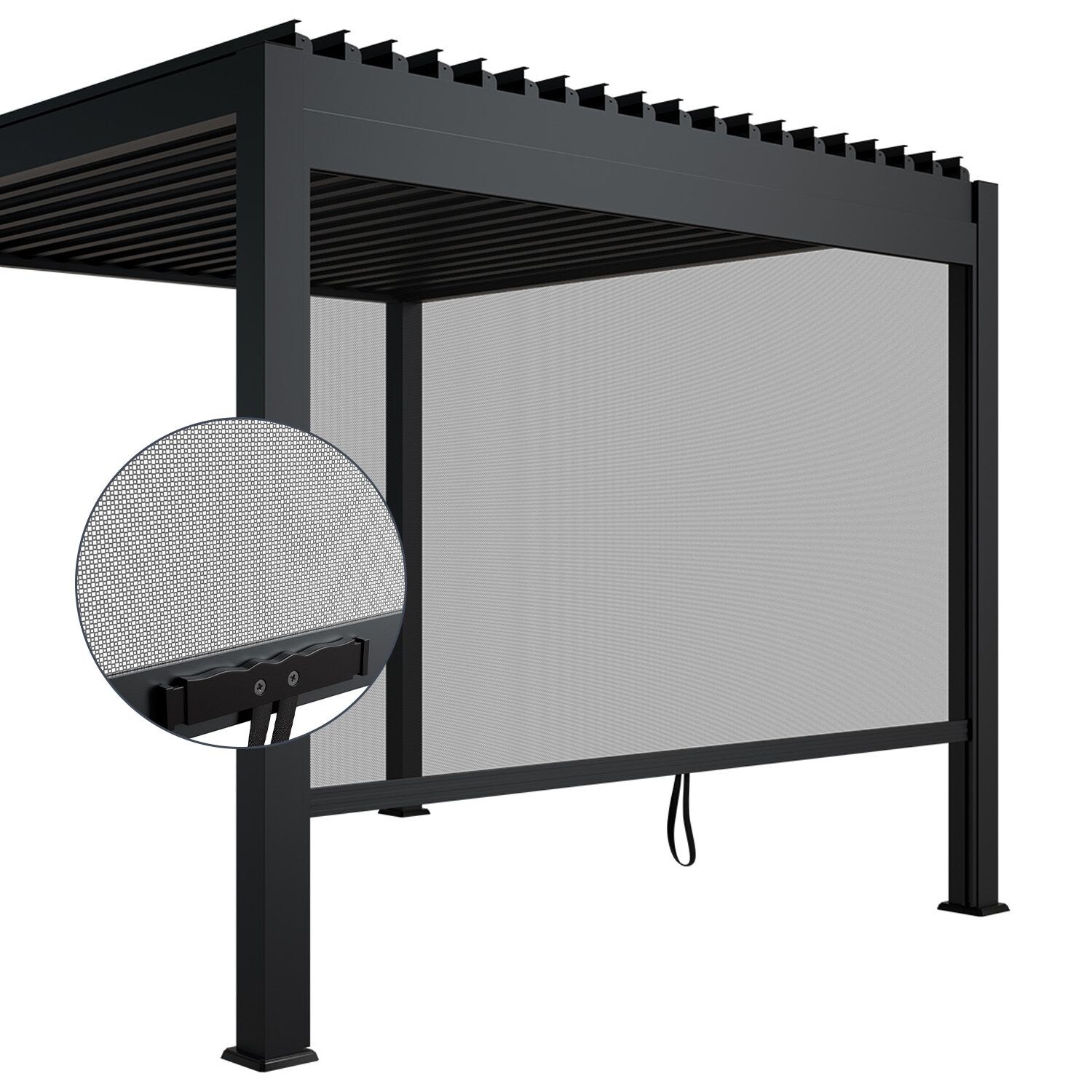 Juskys Seitenwand für Lamellendach Tahiti - Rollo 3 m - Aluminium & Stoff - Zubehör Anthrazit
