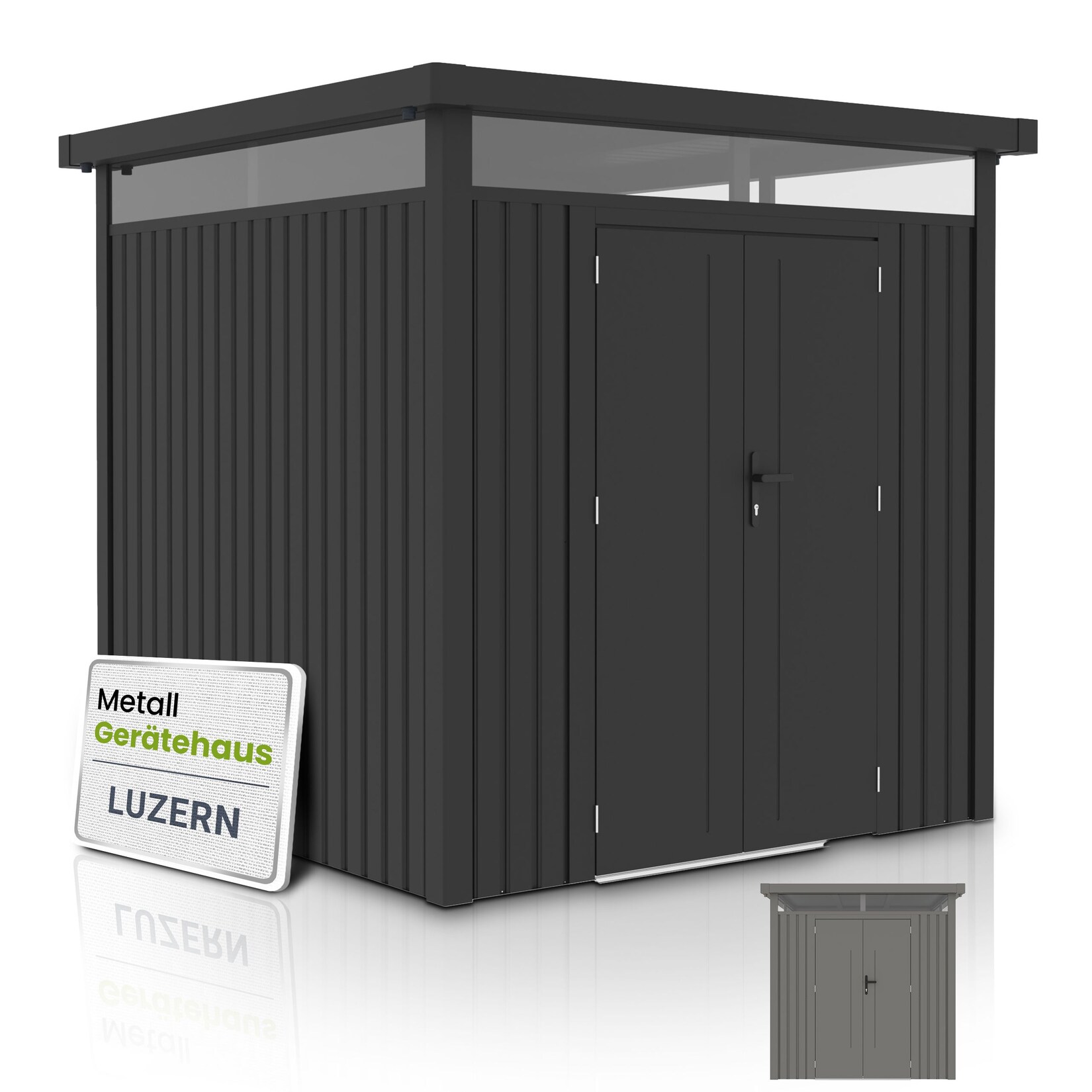 Juskys Gerätehaus Luzern Pro 5,3 m² – Metall Geräteschuppen – wetterfest & abschließbar – Anthrazit | 04262437183558