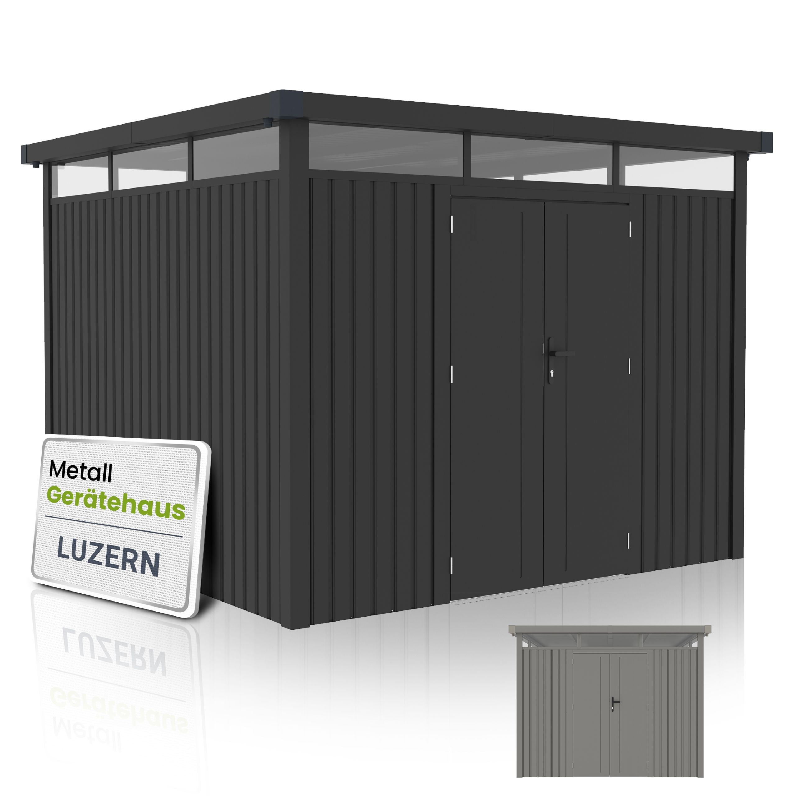 Juskys Ger&auml;tehaus Luzern Pro 8,6 m&sup2; - Metall Ger&auml;teschuppen - wetterfest & abschlie&szlig;bar - Anthrazit - Bild 1