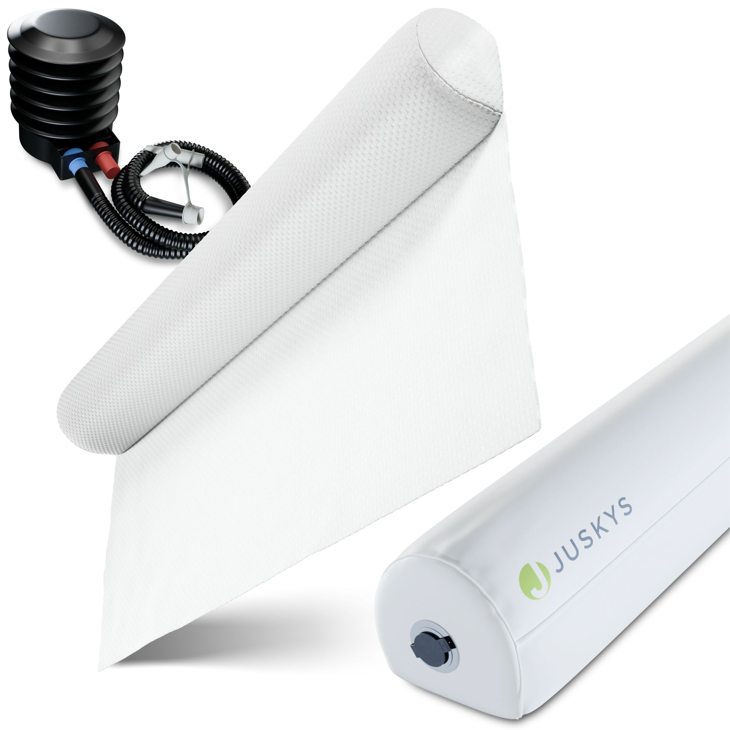 Juskys Aufblasbarer Rausfallschutz Louana 130 cm - ideal f&uuml;r Urlaub und alle Betttypen, mit Fu&szlig;pumpe - Bild 1