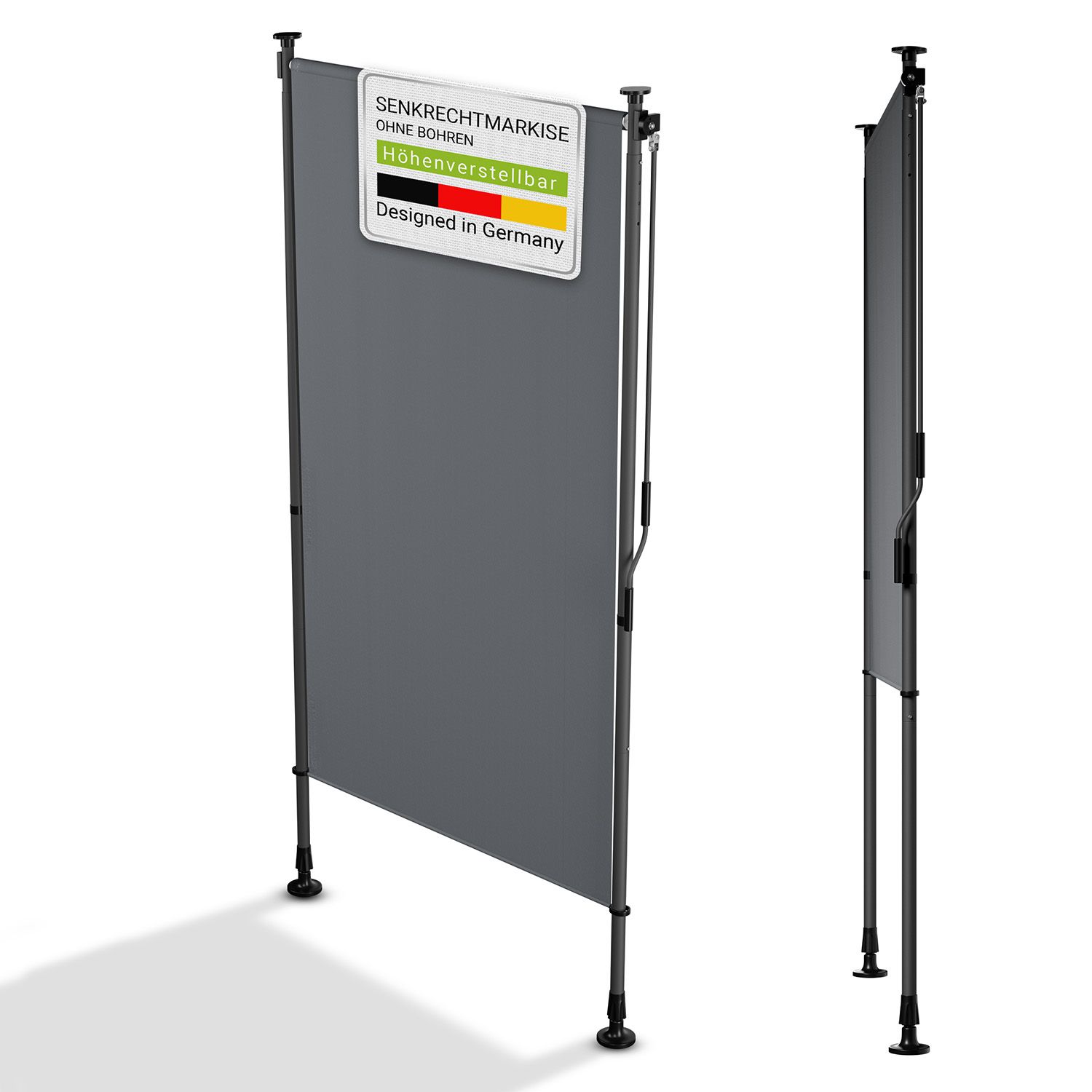 Juskys Senkrechtmarkise Barbados 100x310 cm - Sonnenschutz h&ouml;henverstellbar, ohne Bohren - Grau - Bild 1