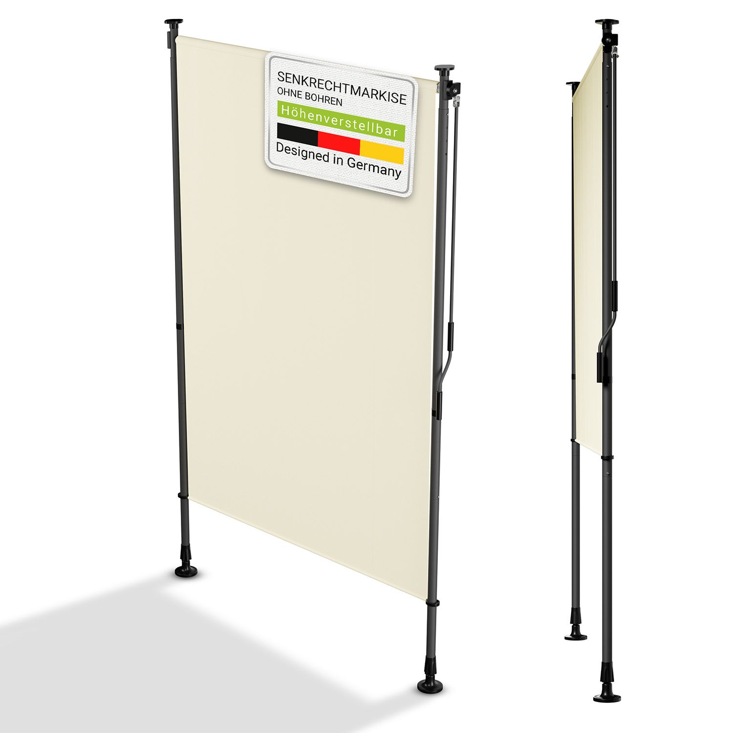 Juskys Senkrechtmarkise Barbados 120x310 cm - Sonnenschutz h&ouml;henverstellbar, ohne Bohren - Beige - Bild 1