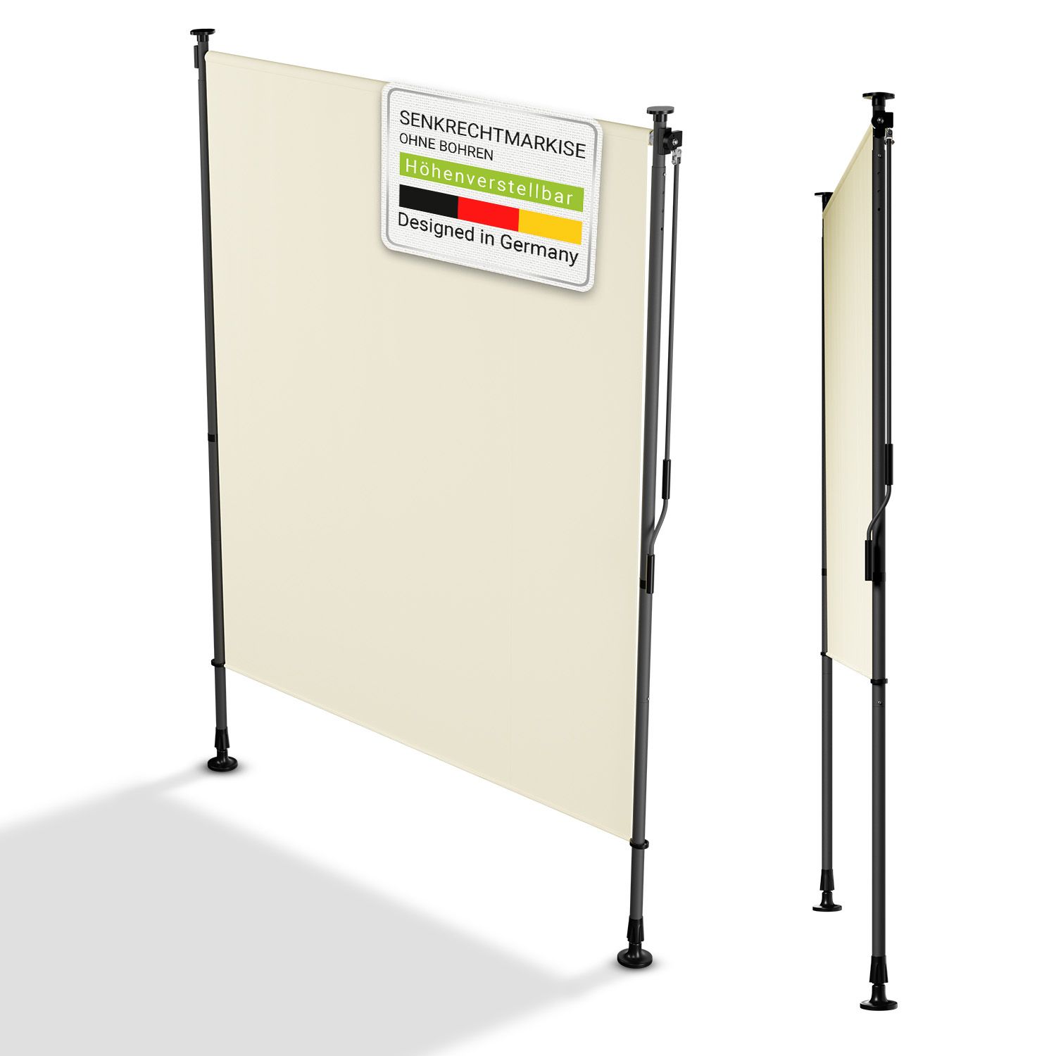 Juskys Senkrechtmarkise Barbados 150x310 cm - Sonnenschutz h&ouml;henverstellbar, ohne Bohren - Beige - Bild 1