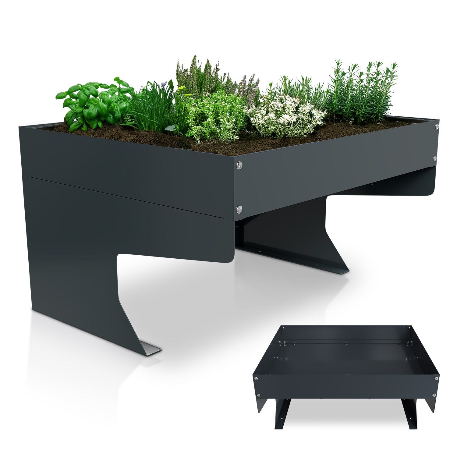 Juskys Mähroboter Garage mit Pflanzkasten – Stahl Überdachung Rasenroboter – Unterstand – Anthrazit | 04262437183862