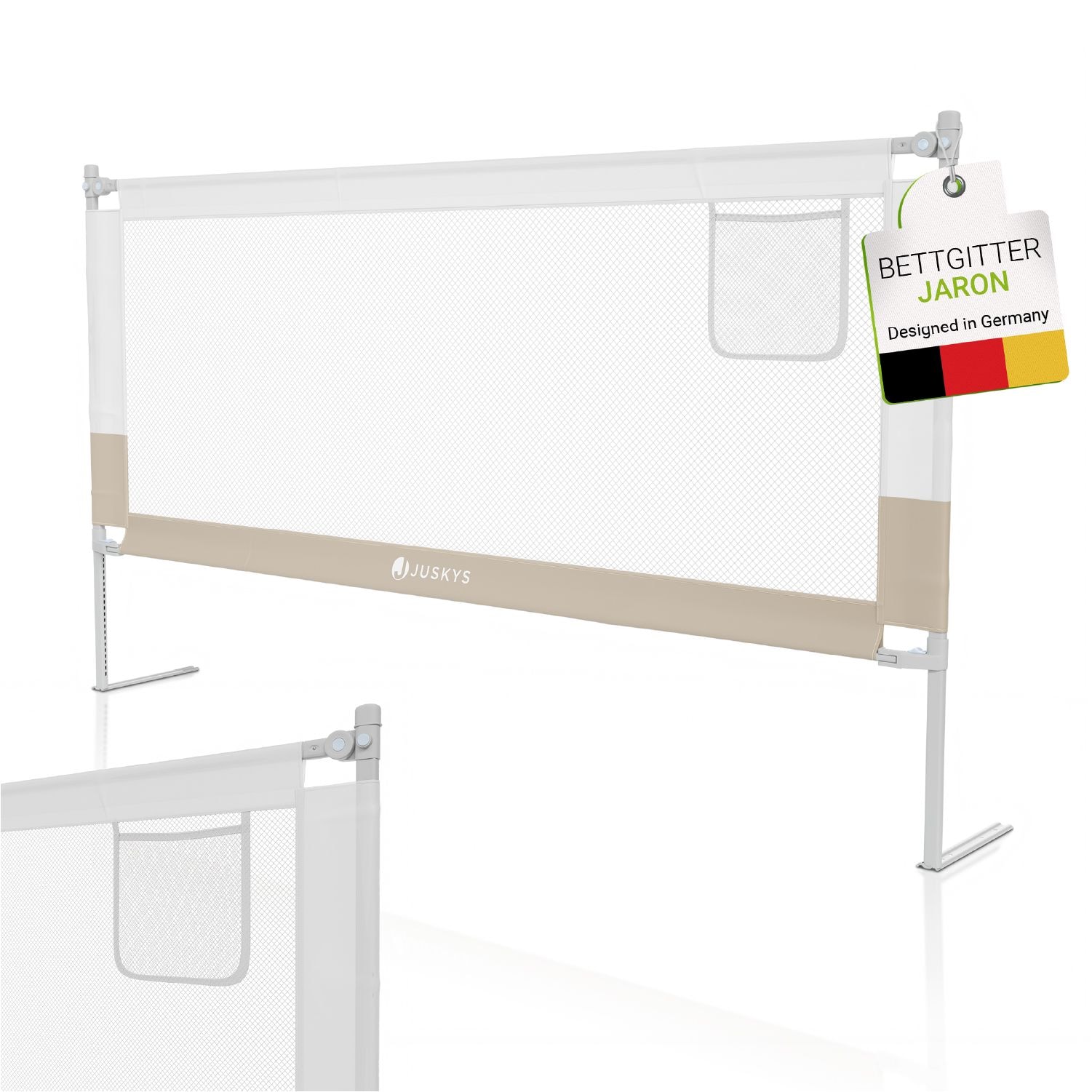 Juskys Baby Bettgitter Jaron 180 cm - h&ouml;henverstellbar, kombinierbar - Bett Rausfallschutz - Beige - Bild 1