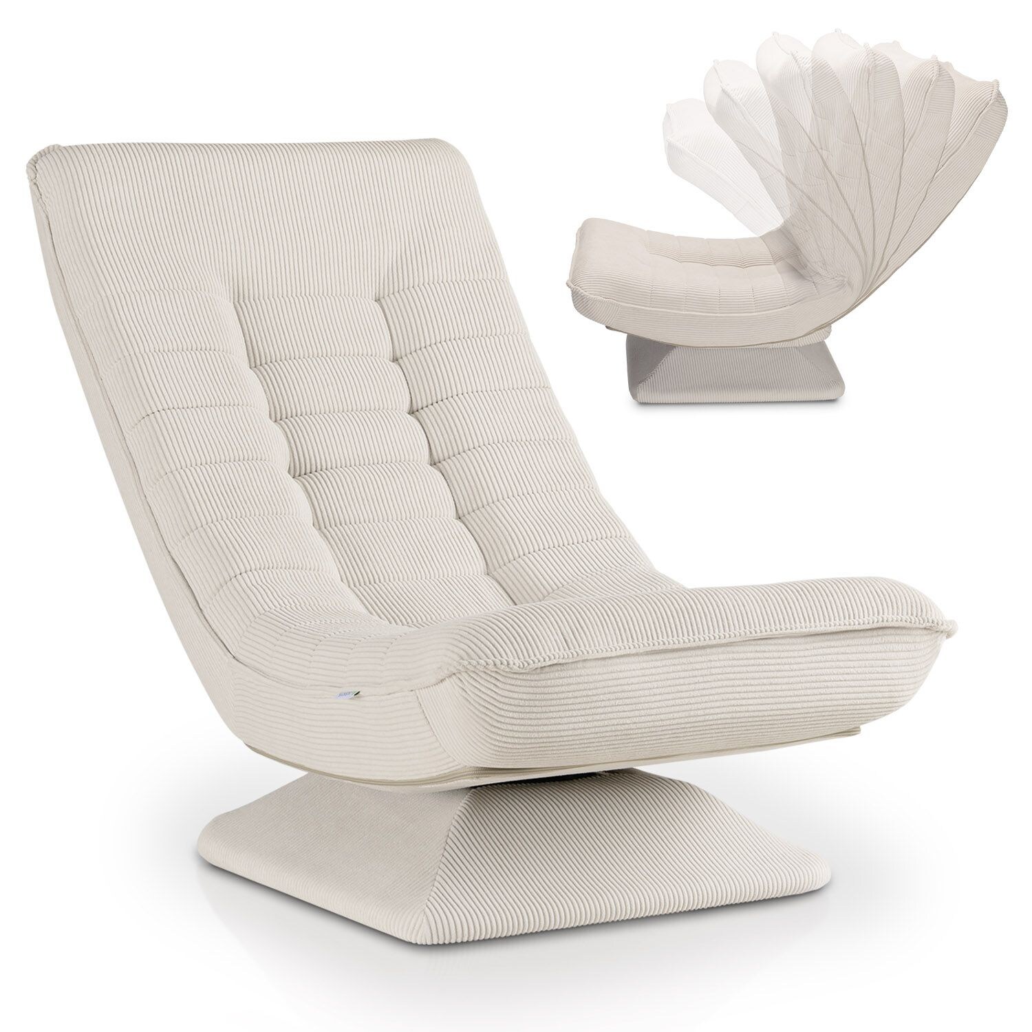 Juskys Relaxsessel Korsika – ergonomisch, 360° drehbar, 5-lagige Polsterung, klappbar – Cord Beige | 04262437183916
