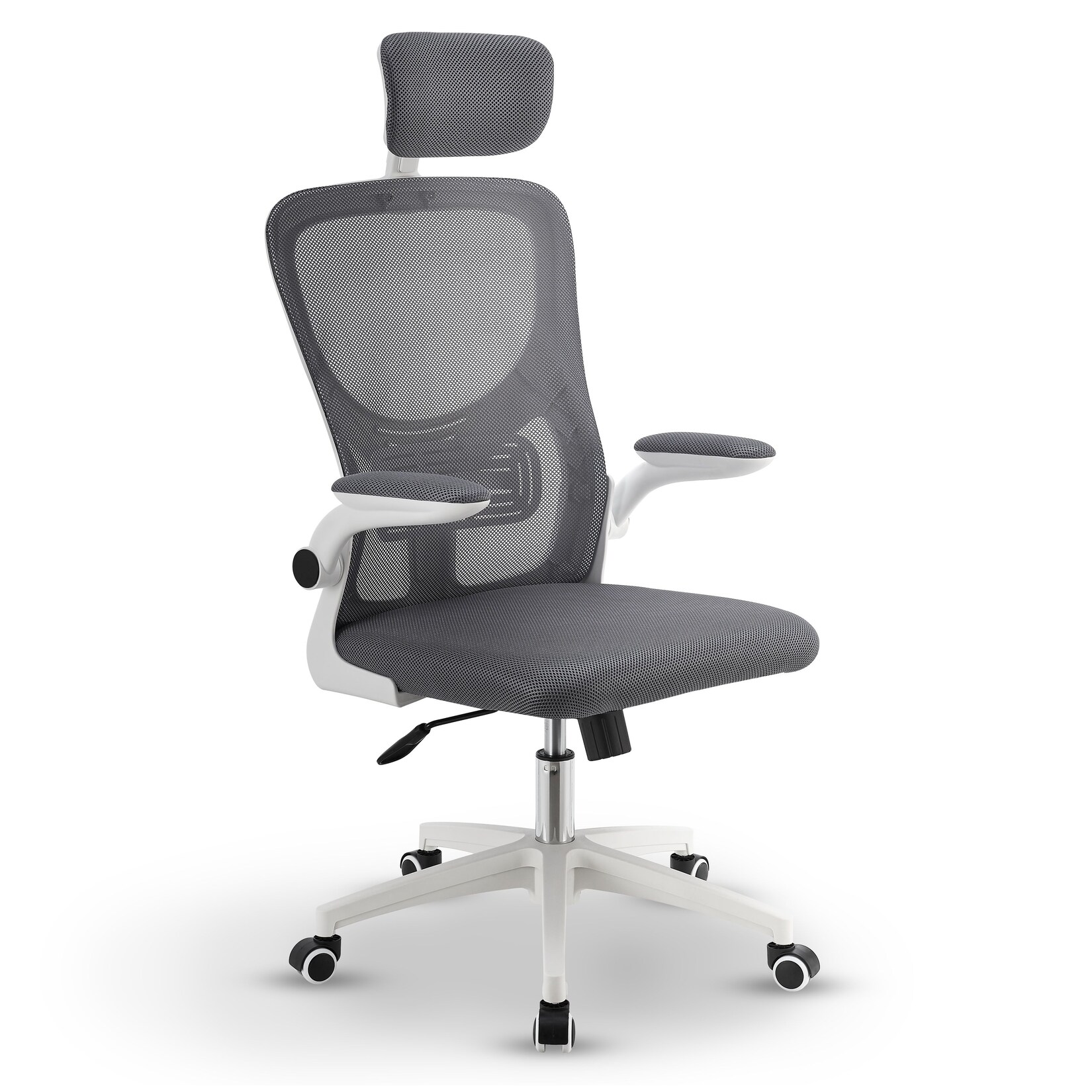 Juskys Bürostuhl Baltimore mit Rollen & Armlehne – Schreibtischstuhl ergonomisch – Stuhl – Grau | 04262437184203