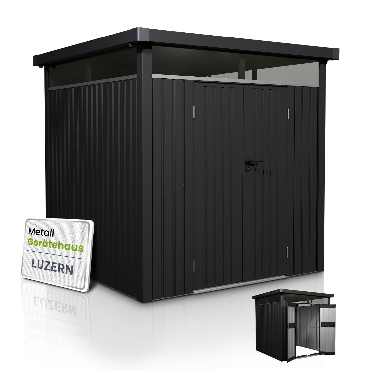 Juskys Ger&auml;tehaus Luzern 5,2 m&sup2; - Metall Ger&auml;teschuppen - wetterfest & abschlie&szlig;bar - Anthrazit - Bild 1
