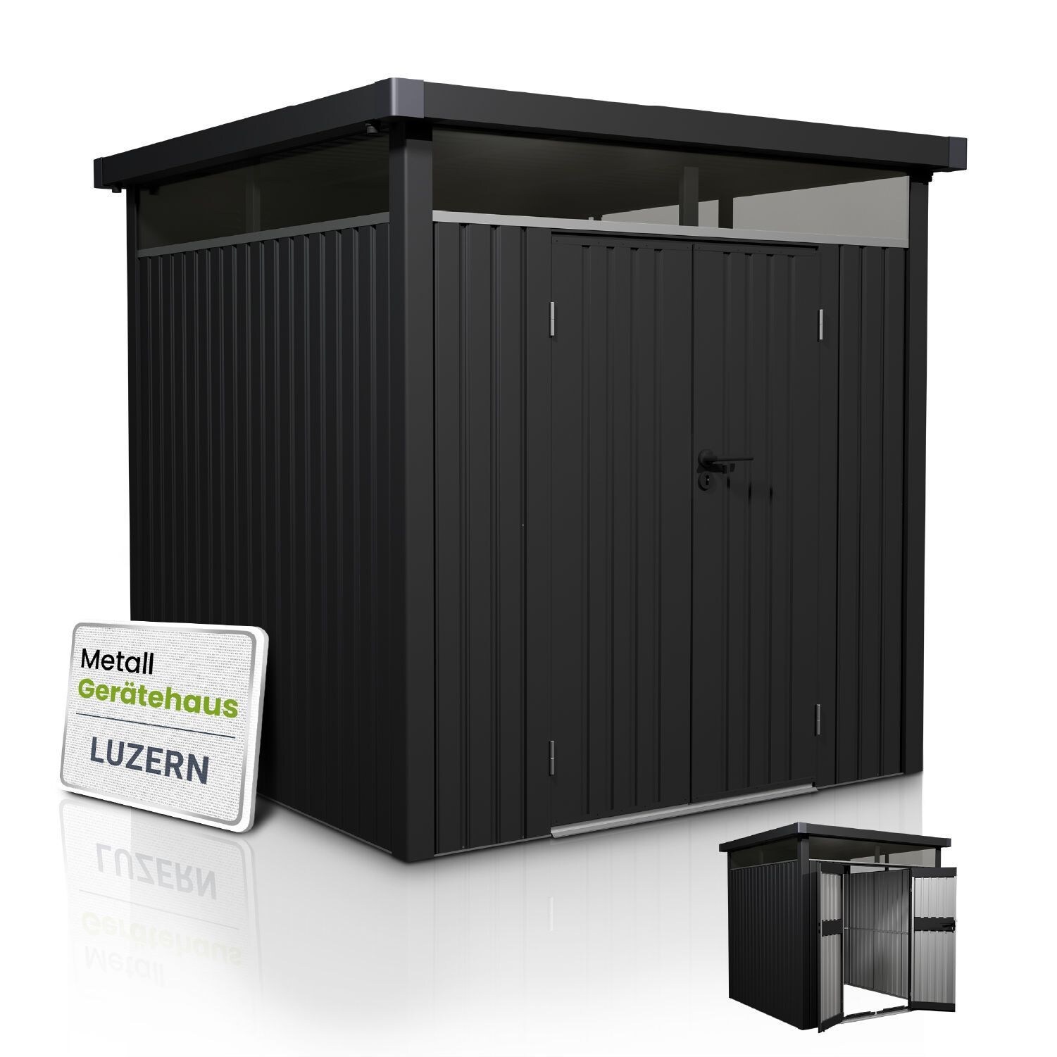 Juskys Gerätehaus Luzern 5,2 m² – Metall Geräteschuppen – wetterfest & abschließbar – Anthrazit | 04262437184883