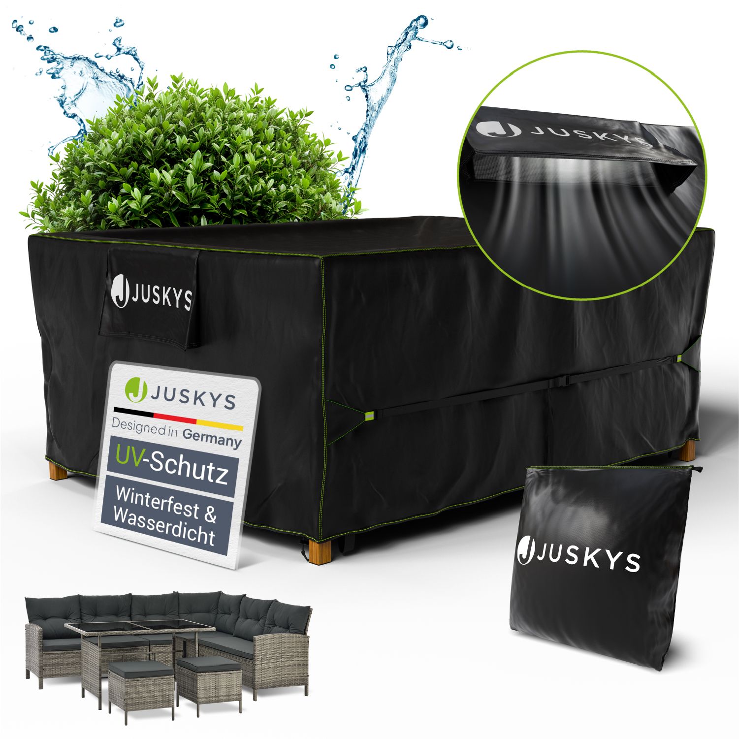 Juskys Gartenm&ouml;bel Abdeckplane 242 x 162 x 100 cm - winterfest, wasserdicht, UV-Schutz, Schutzh&uuml;lle - Bild 1