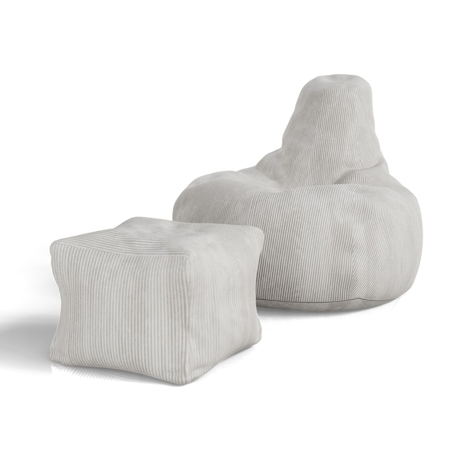 Juskys Sitzsack Chillex L mit Hocker - Cord Sessel Erwachsene - Gaming & Lesesessel - Beige - Bild 1