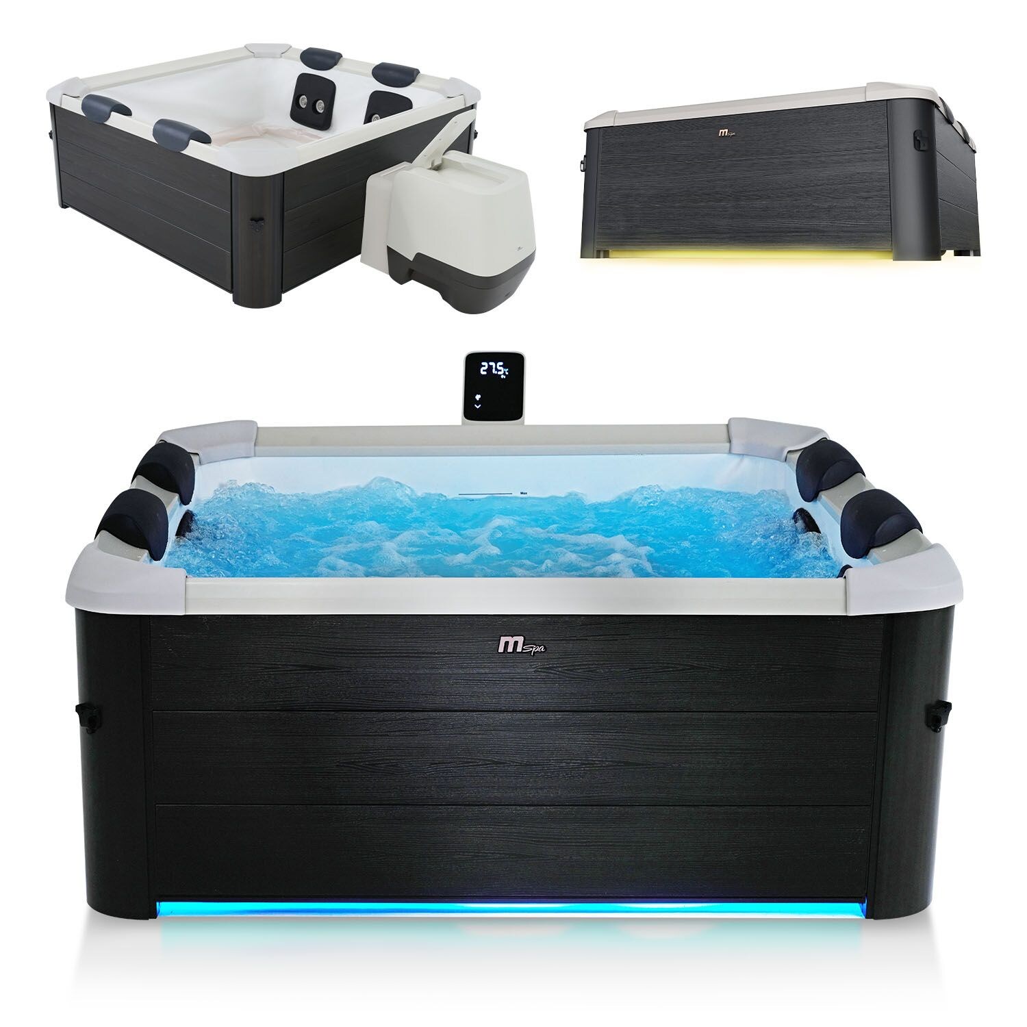 Whirlpool Oslo Plus für 6 Personen – Indoor & Outdoor Pool mit LED, Zubehör & App – Carbon Grey | 04262437184890