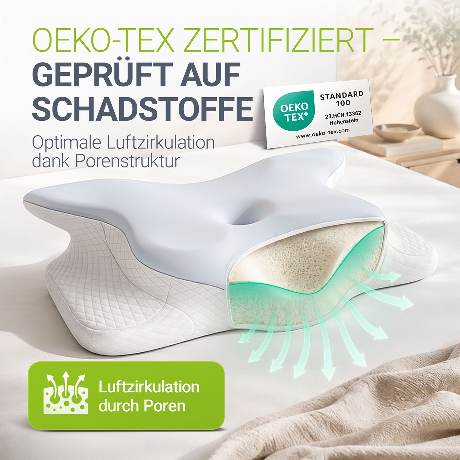 Juskys Nackenkissen 1er Set - Ergonomisch & Memory-Foam, Anpassungsfähig, Atmungsaktiv