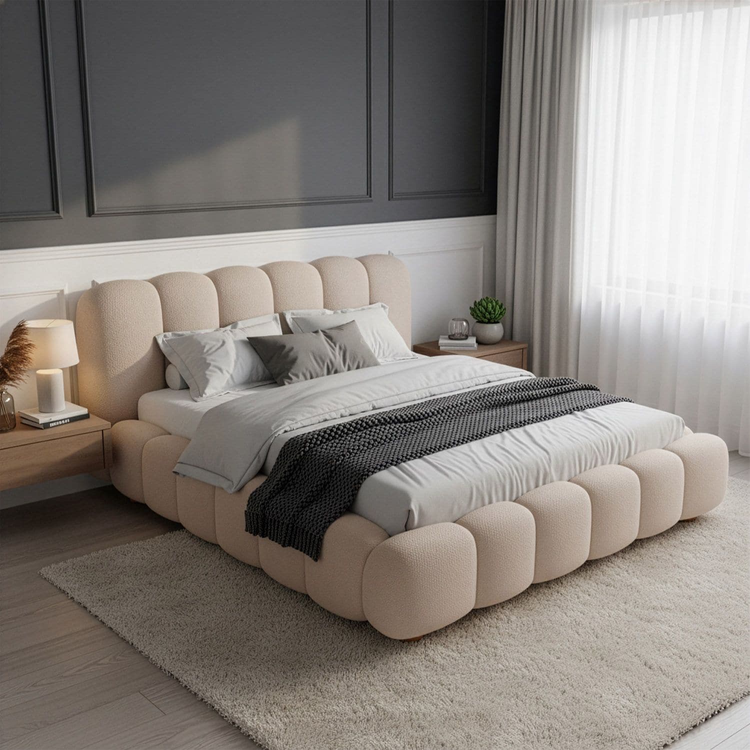 Juskys Polsterbett Catania - Bubble Design & gepolstert - 180 x 200 cm - Beige - Bild 1