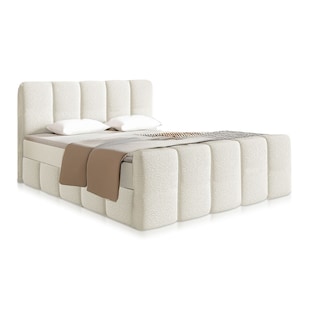 Juskys Boxspringbett Manitoba 180x200 cm - Topper & hochwertige Polsterung inklusive - Creme - Bild 1